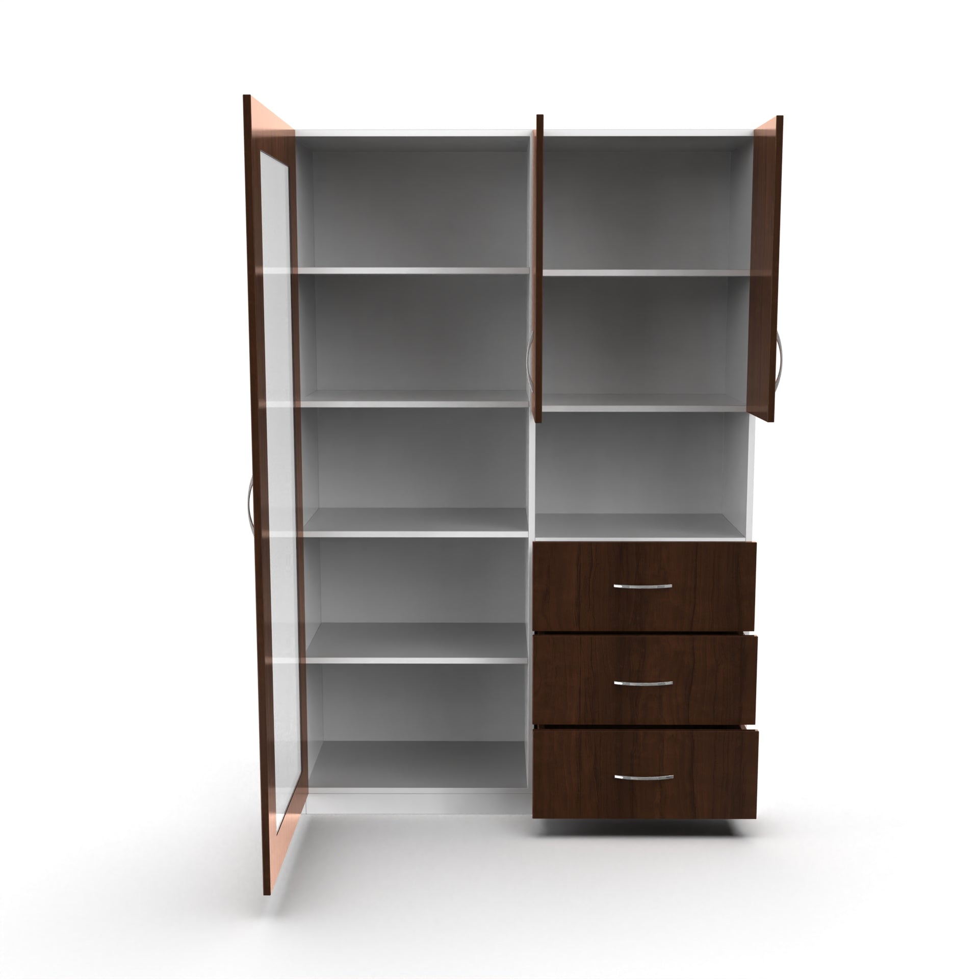 Olivia Bookshelf with Door - Brazilian walnut and Frosty white - Neehv Home