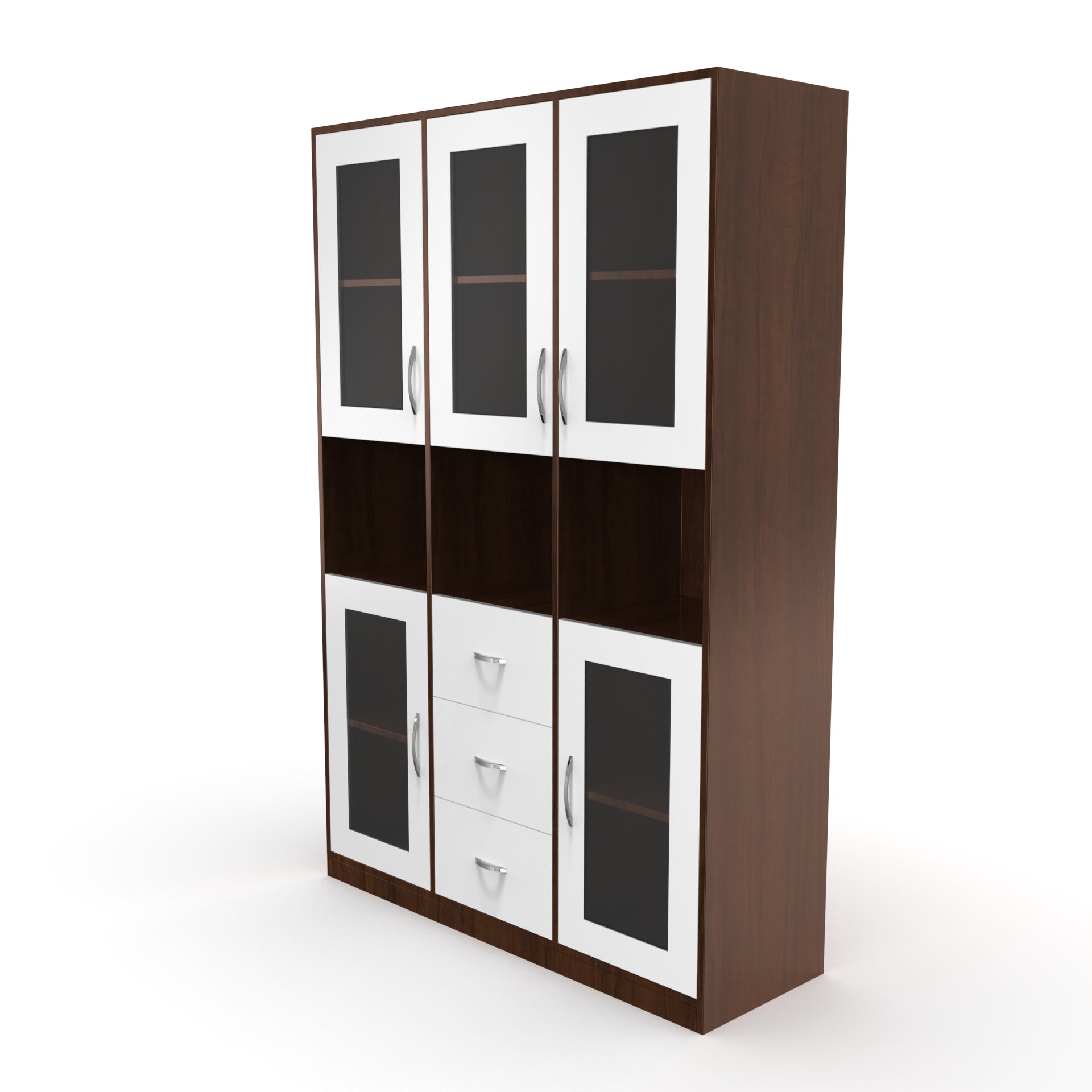 Leo Wooden Bookshelf - Brazilian walnut and Frosty white - Neehv Home