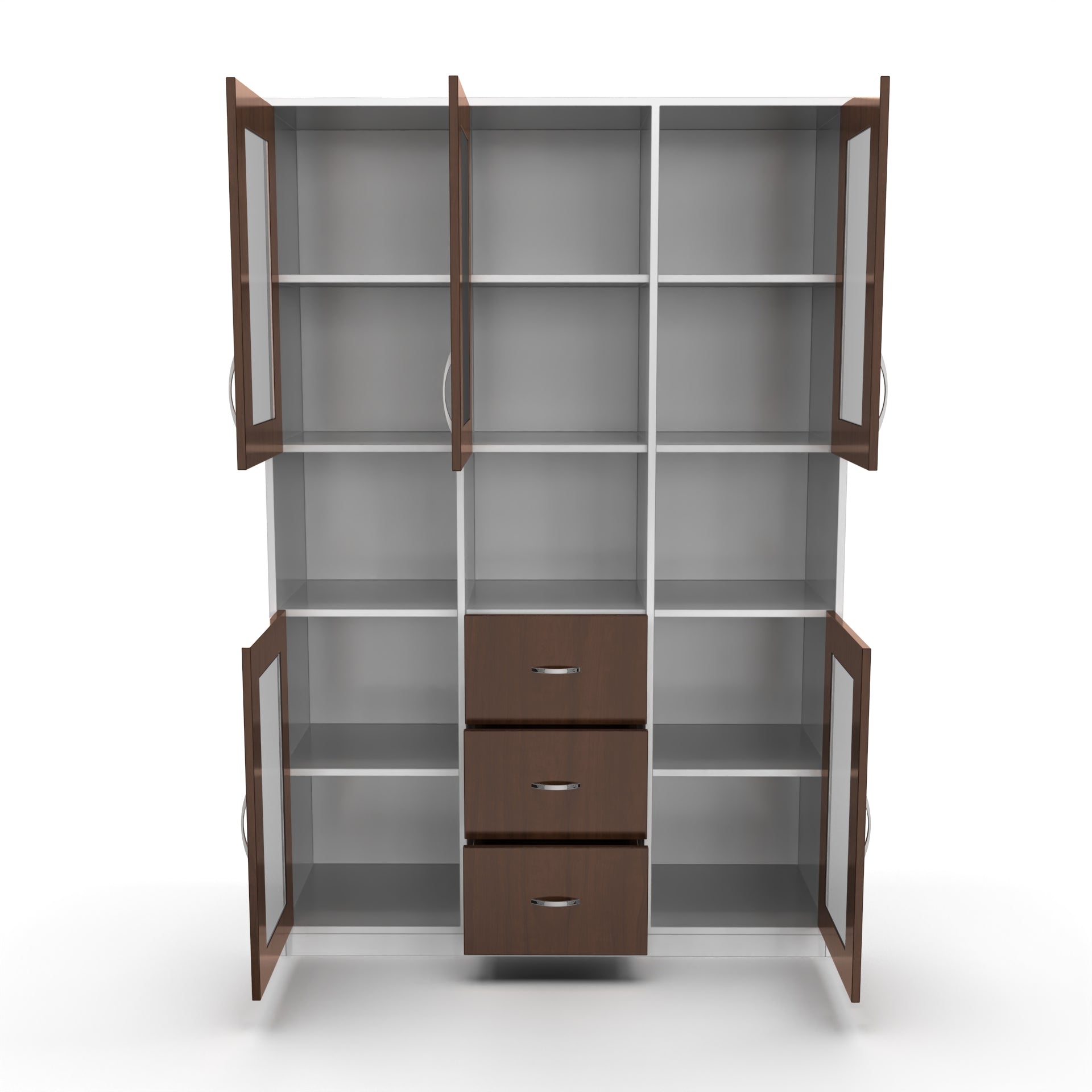 Leo Wooden Bookshelf - Brazilian walnut and Frosty white - Neehv Home