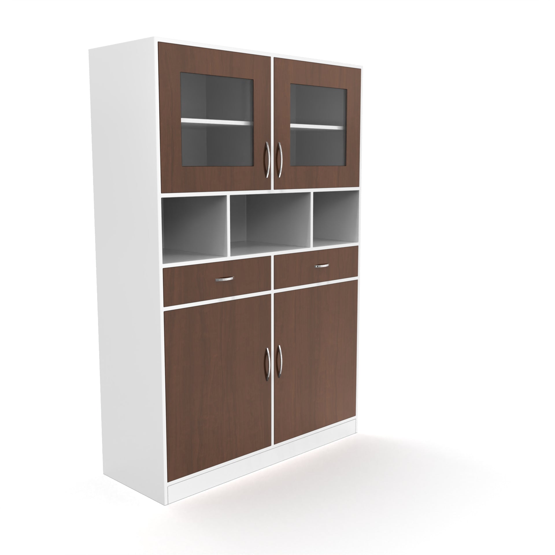 Owen Crockery Unit - Brazilian walnut and Frosty white - Neehv Home