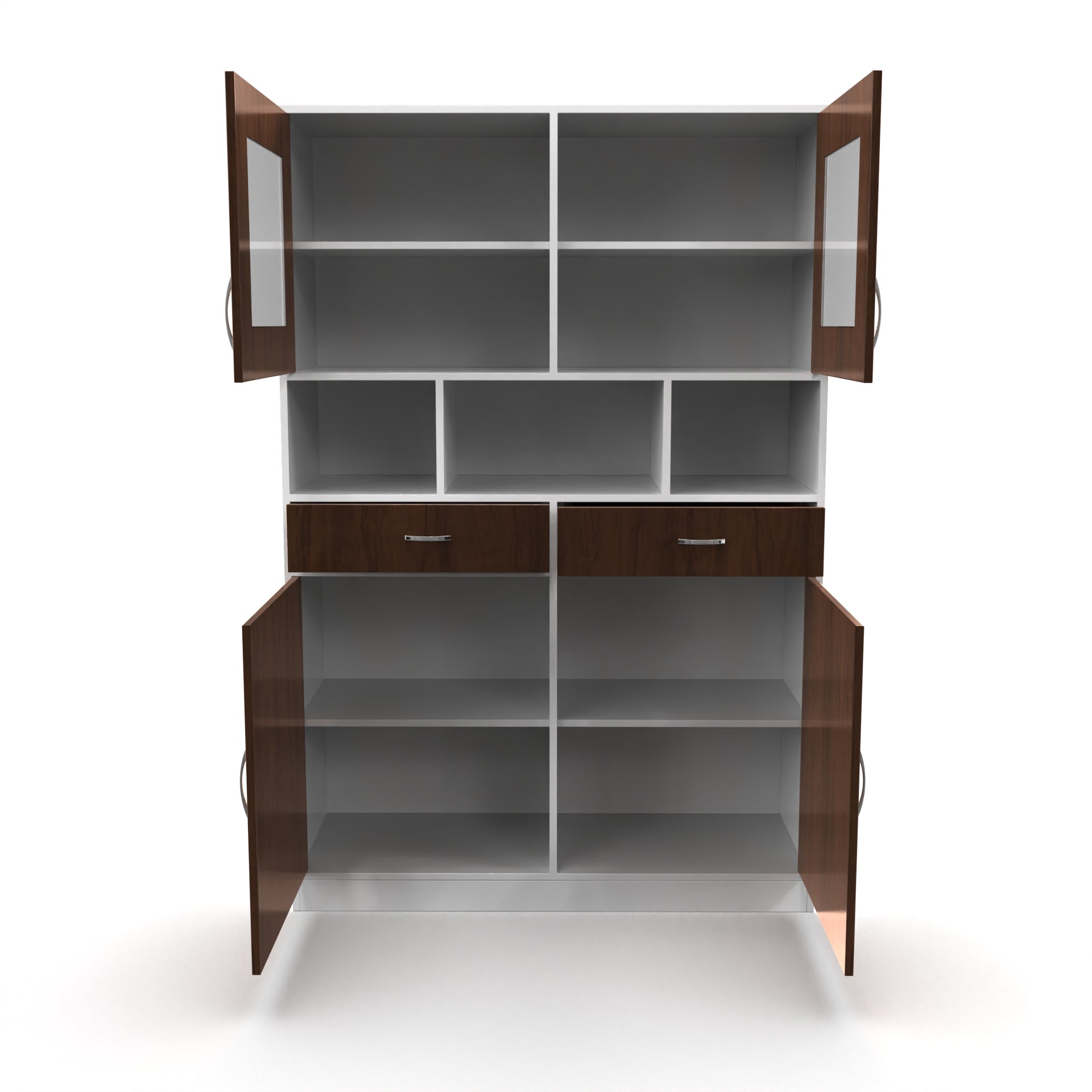 Owen Crockery Unit - Brazilian walnut and Frosty white - Neehv Home