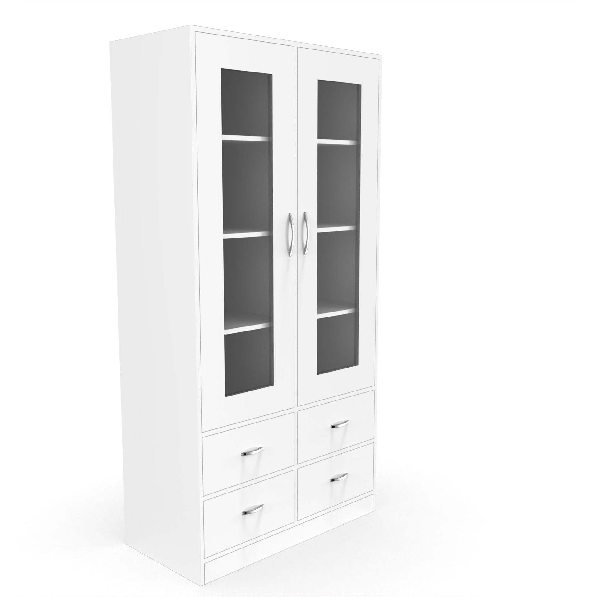 Mia Bookshelf With Door and Drawers - Frosty white - Neehv Home