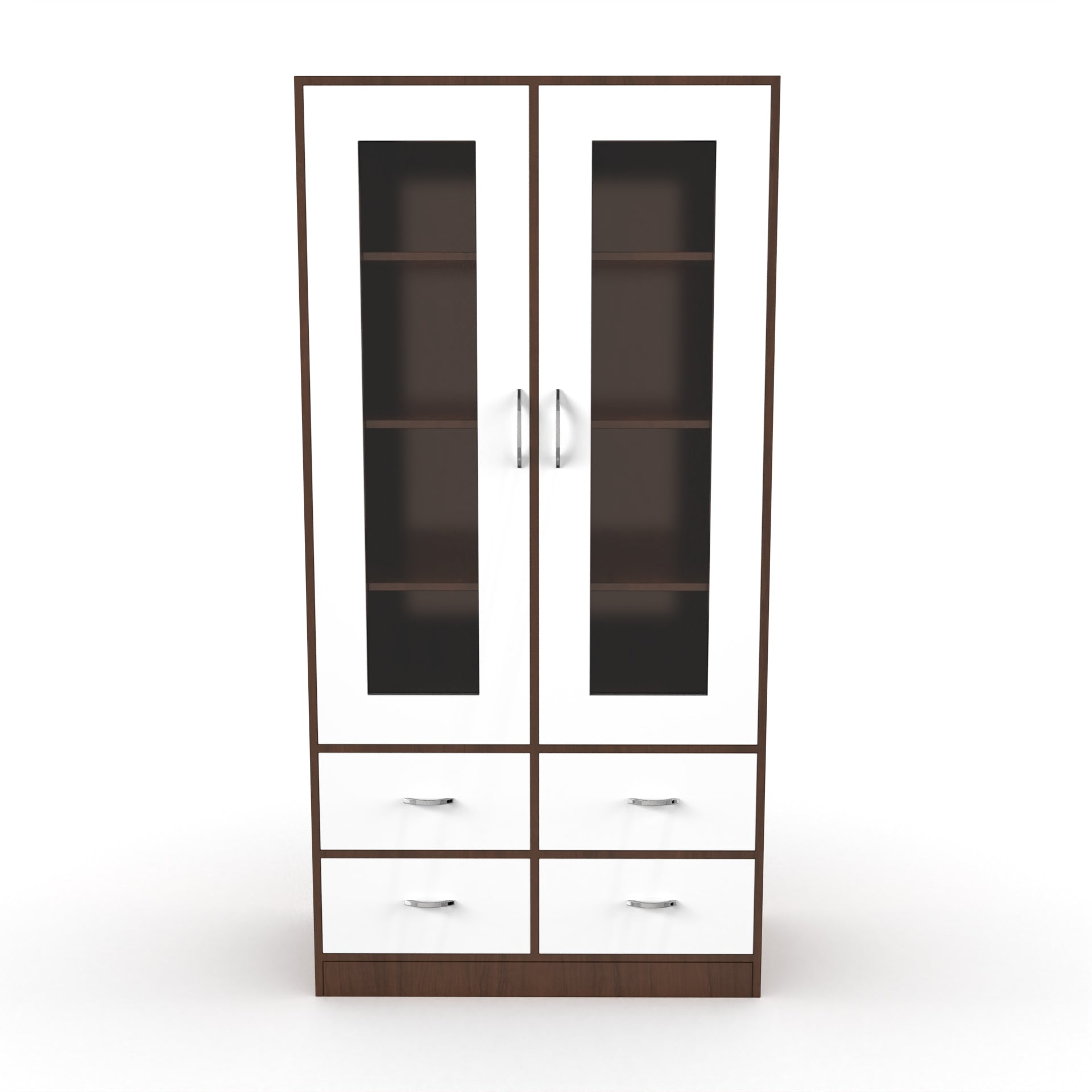 Mia Bookshelf With Door and Drawers - Brazilian walnut and Frosty white - Neehv Home