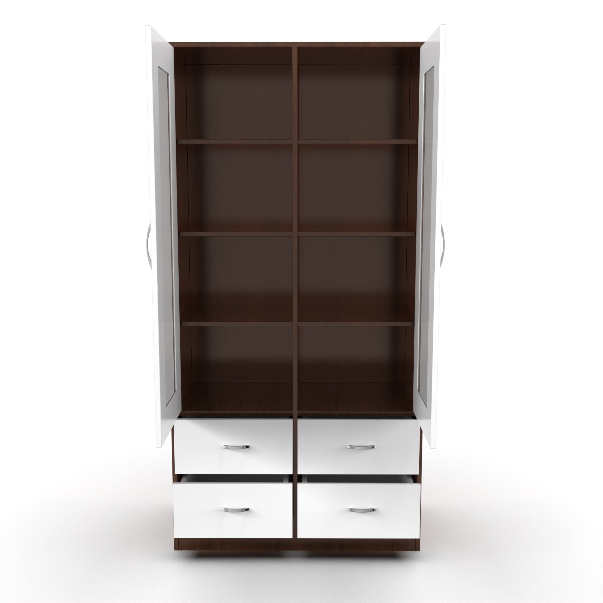 Mia Bookshelf With Door and Drawers - Brazilian walnut and Frosty white - Neehv Home