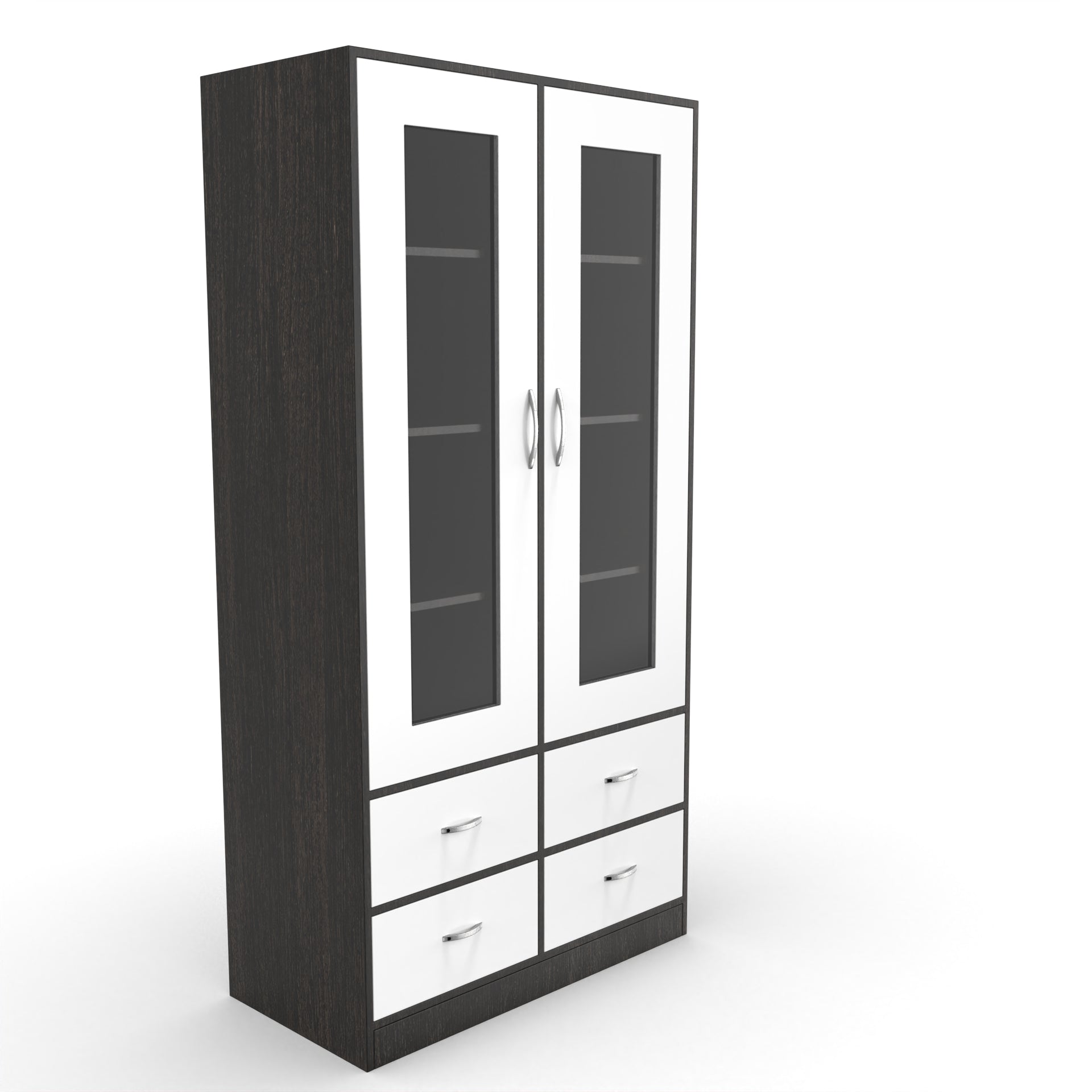 Mia Bookshelf With Door and Drawers - Wenge and Frosty White - Neehv Home