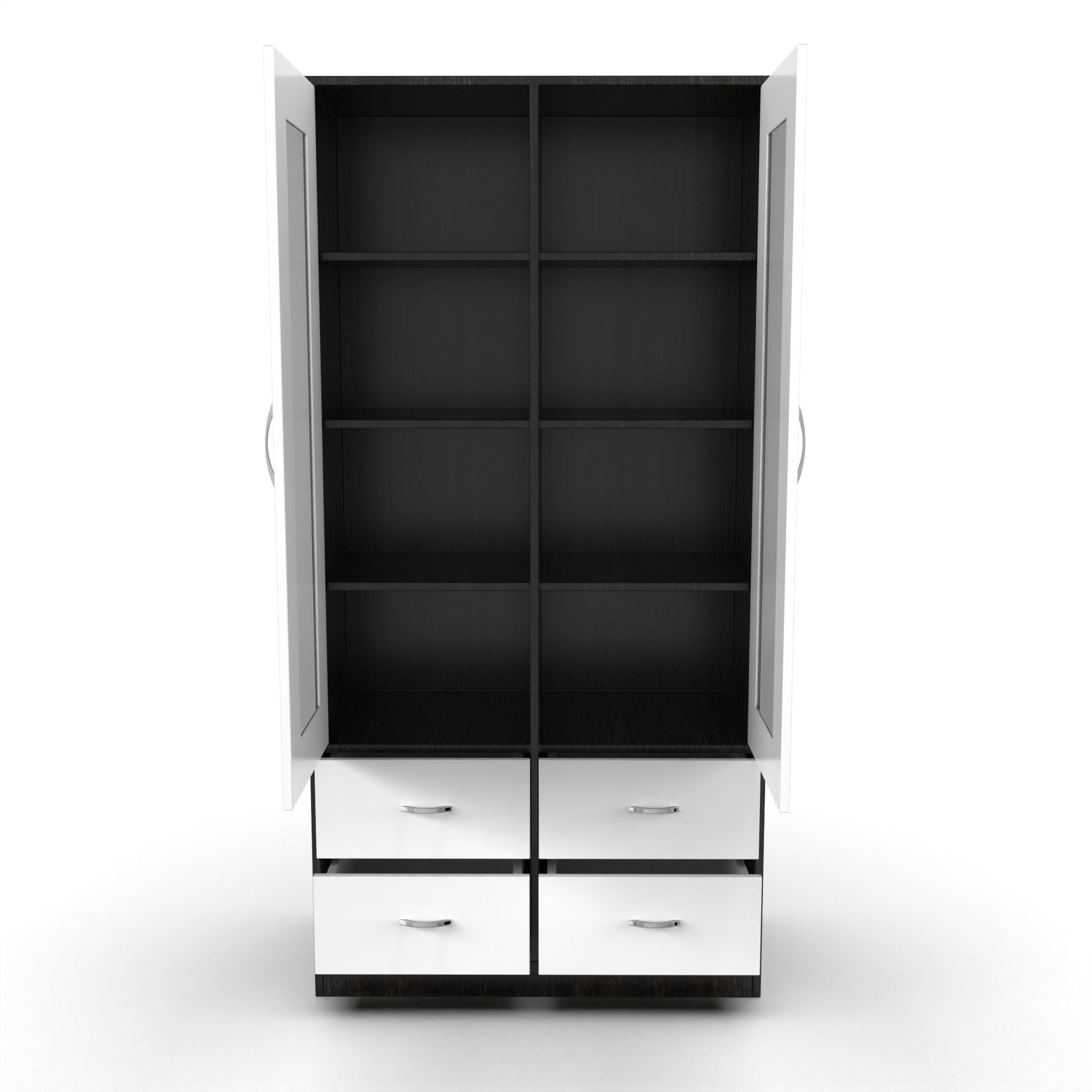 Mia Bookshelf With Door and Drawers - Wenge and Frosty White - Neehv Home