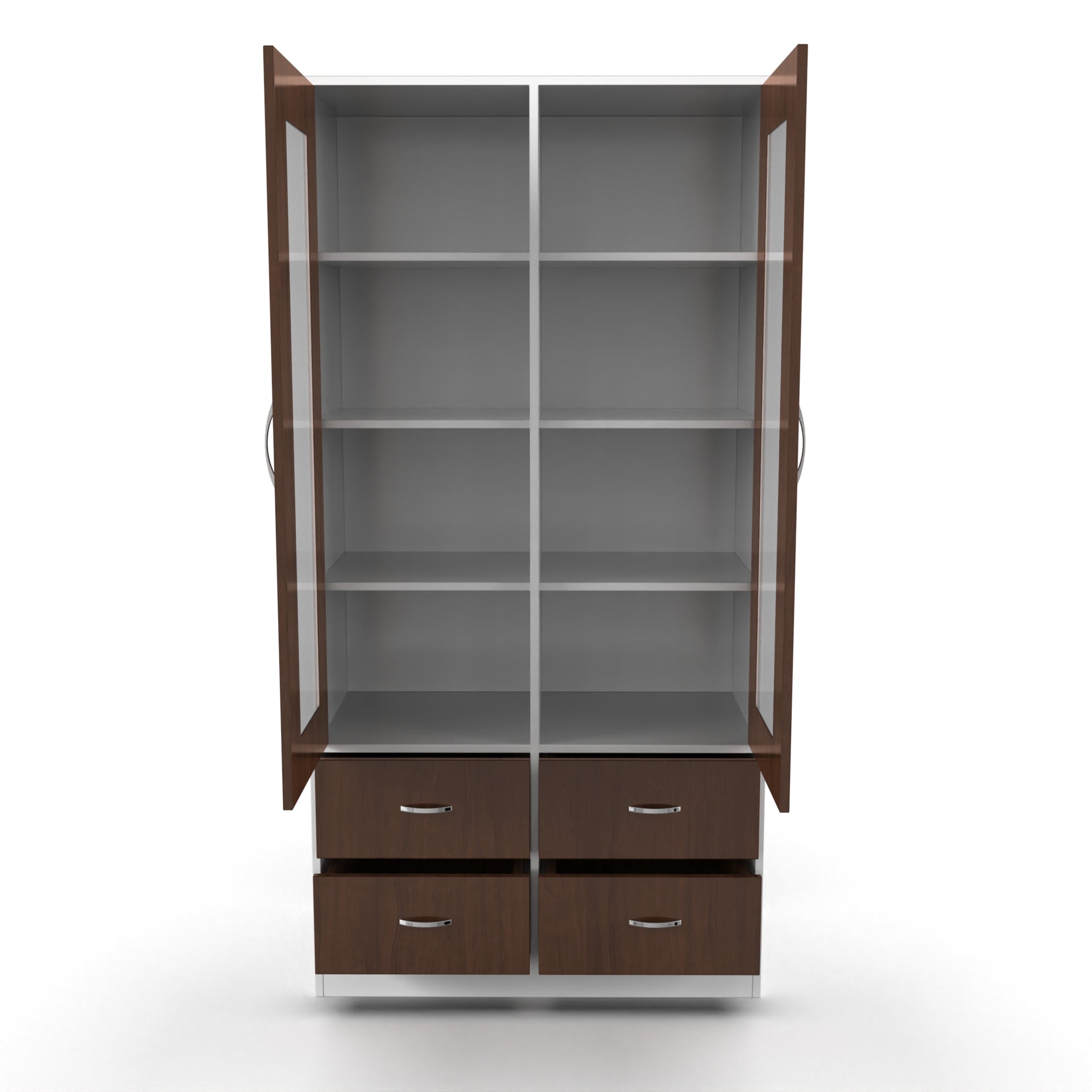 Mia Bookshelf With Door and Drawers - Brazilian walnut and Frosty white - Neehv Home