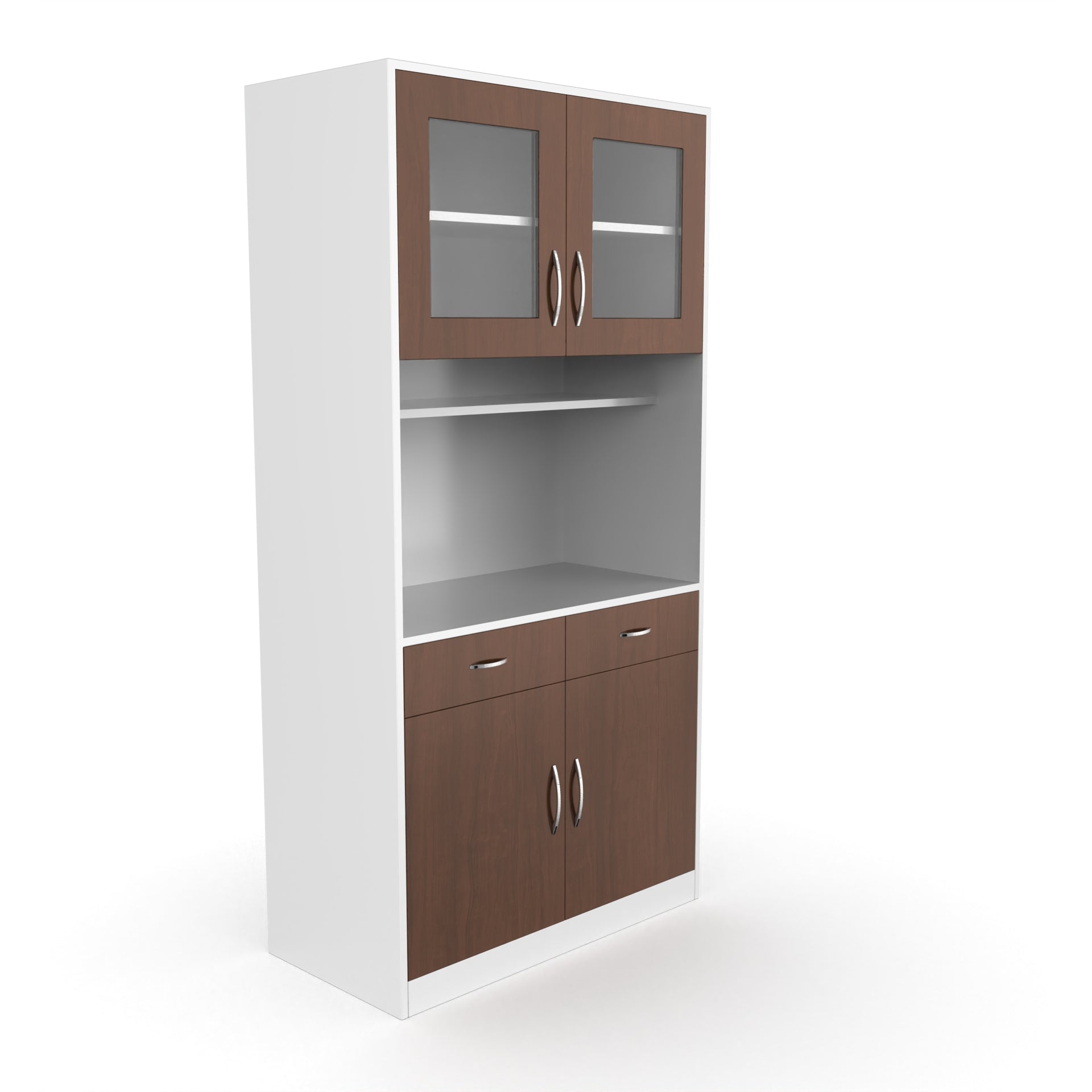 Elle Crockery Unit - Brazilian walnut and Frosty white - Neehv Home