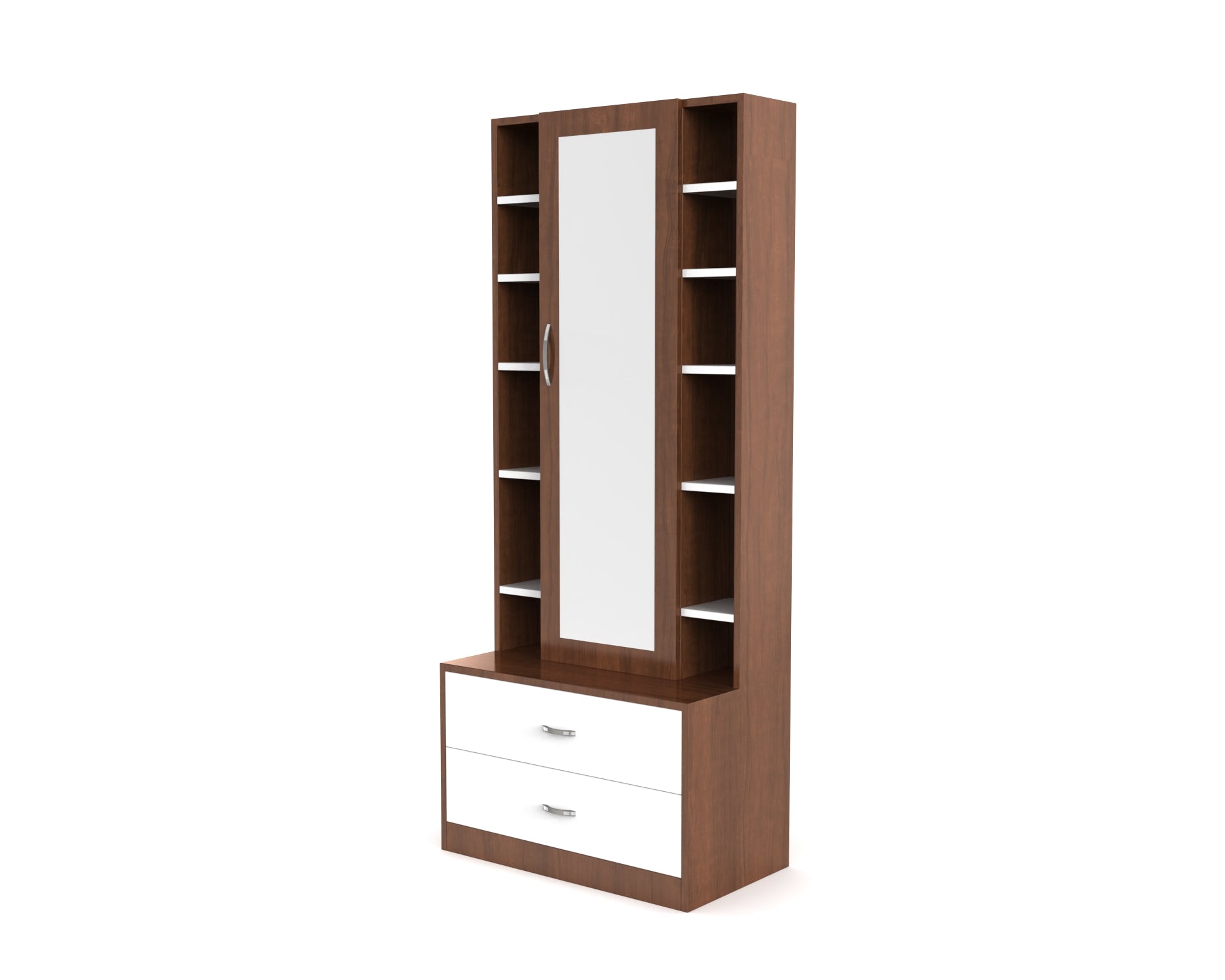 Lily Dressing Table with Storage and Drawers - Brazilian walnut and Frosty white - Neehv Home