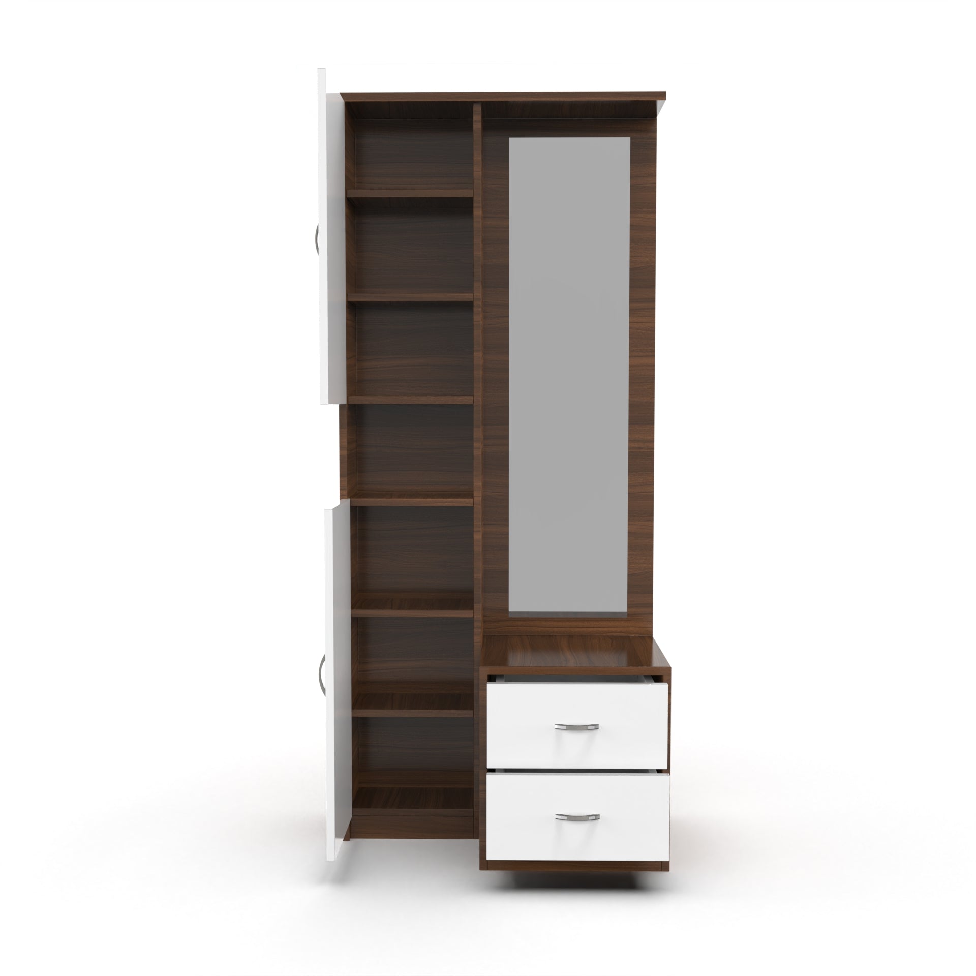 Daisy Dressing Table with Storage Cabinets - Classic Walnut and Frosty white - Neehv Home