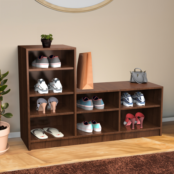 Bolt L-Shaped Shoe Rack - Brazilian walnut | Neehv Home
