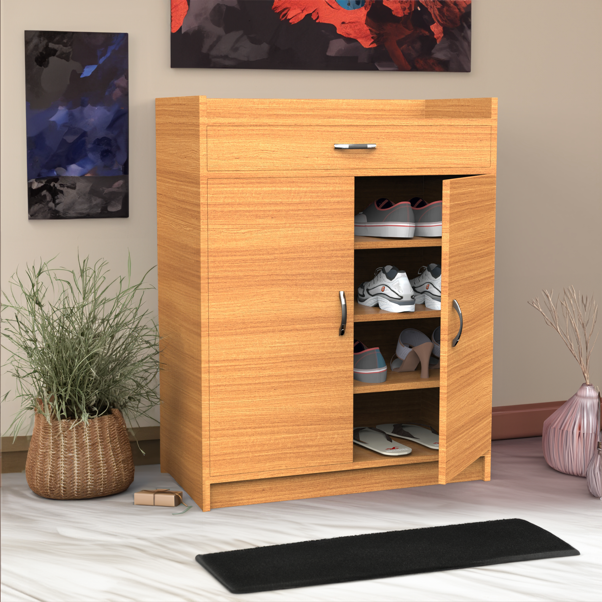 Gallop Wooden Shoe Cabinet - Bavarian Beech - Neehv Home