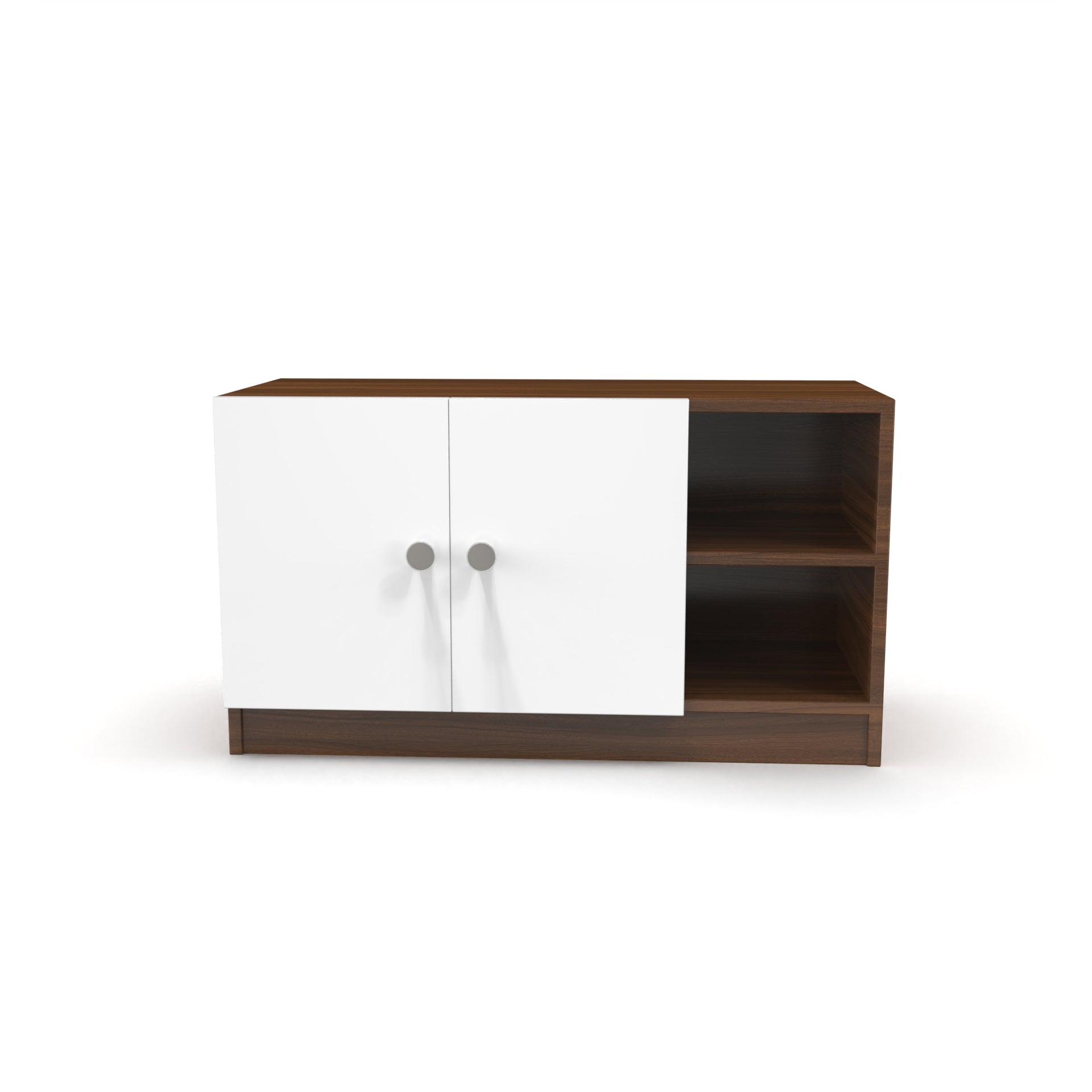 Skye Shoe Rack with Door - Classic Walnut and Frosty white - Neehv Home