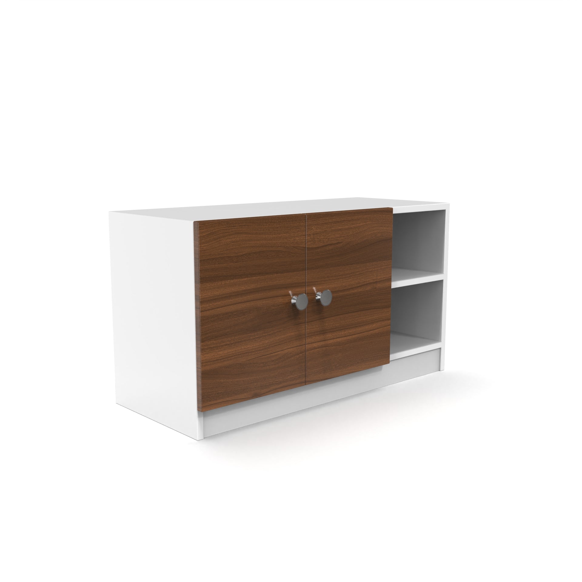 Skye Shoe Rack with Door - Frosty White and Classic Walnut - Neehv Home