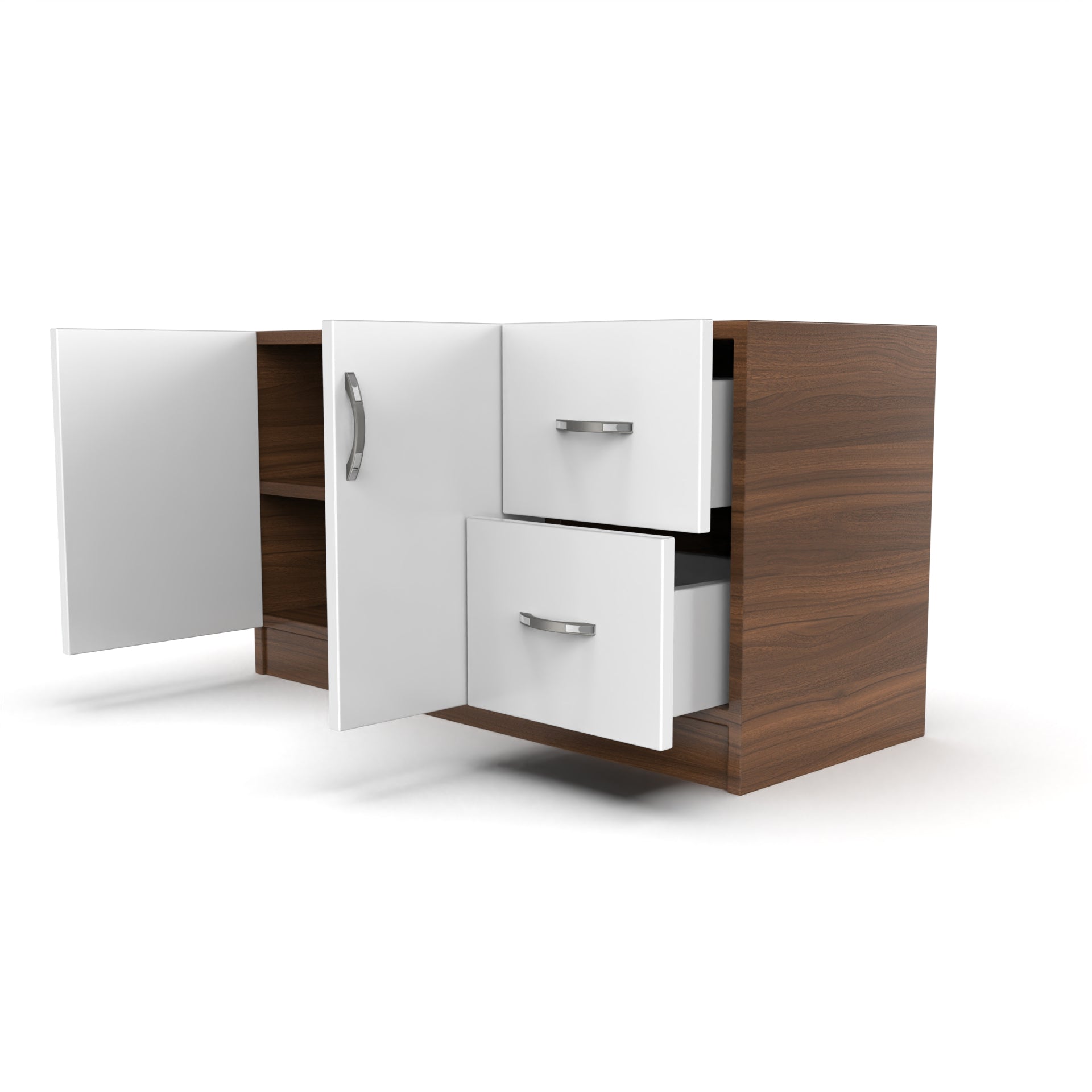 Axis Shoe Rack with Drawers - Frosty white and Classic Walnut - Neehv Home