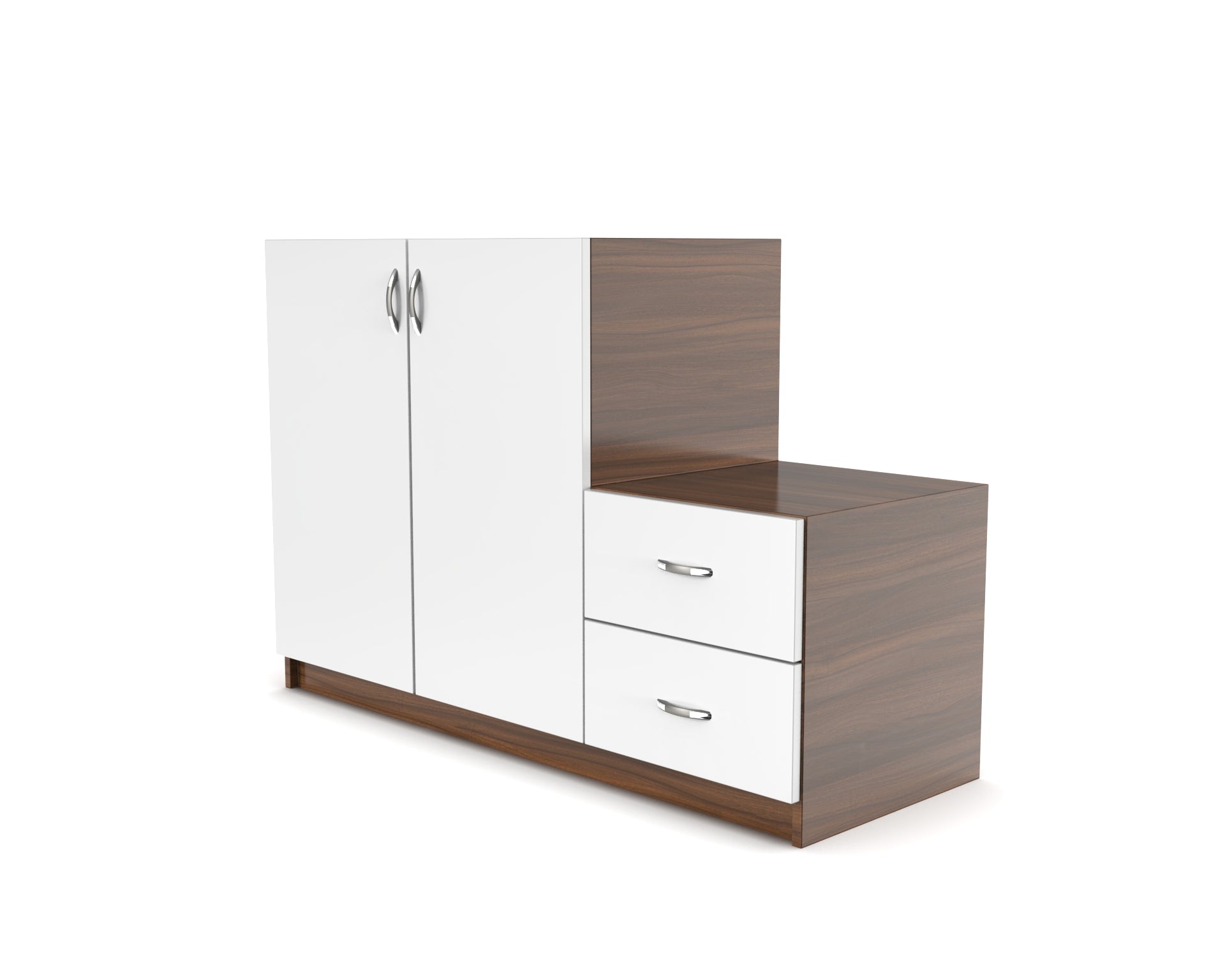 Stride Wooden Shoe Cabinet with Drawers - Frosty White and Classic Walnut - Neehv Home