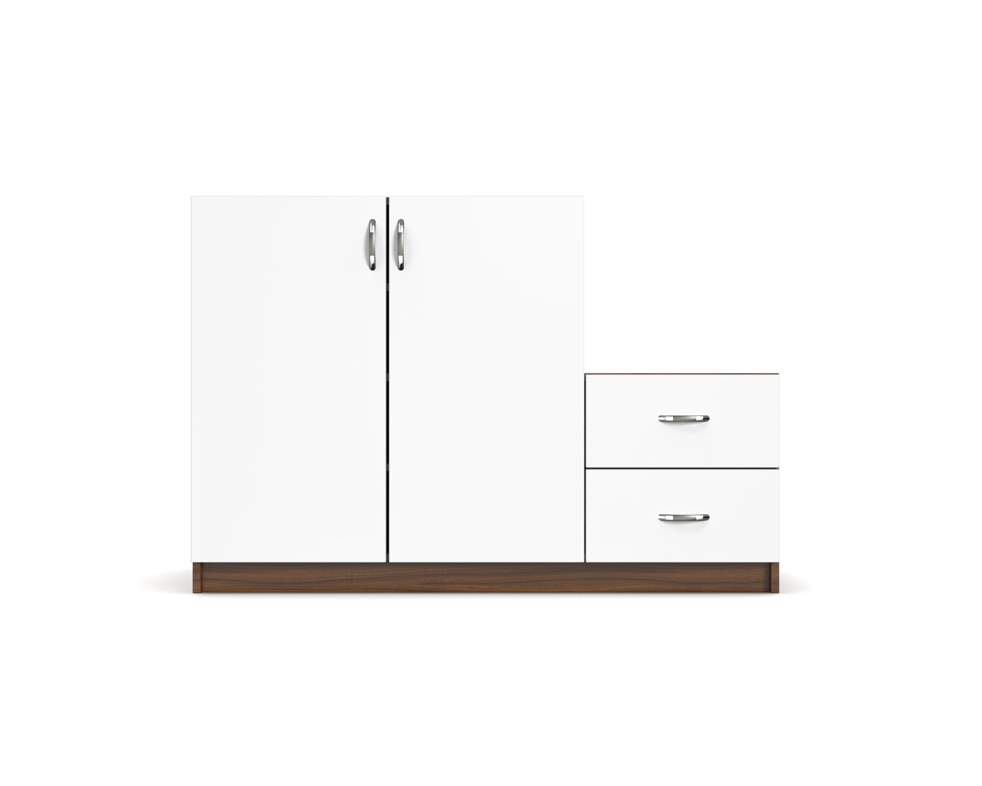 Stride Wooden Shoe Cabinet with Drawers - Frosty White and Classic Walnut - Neehv Home