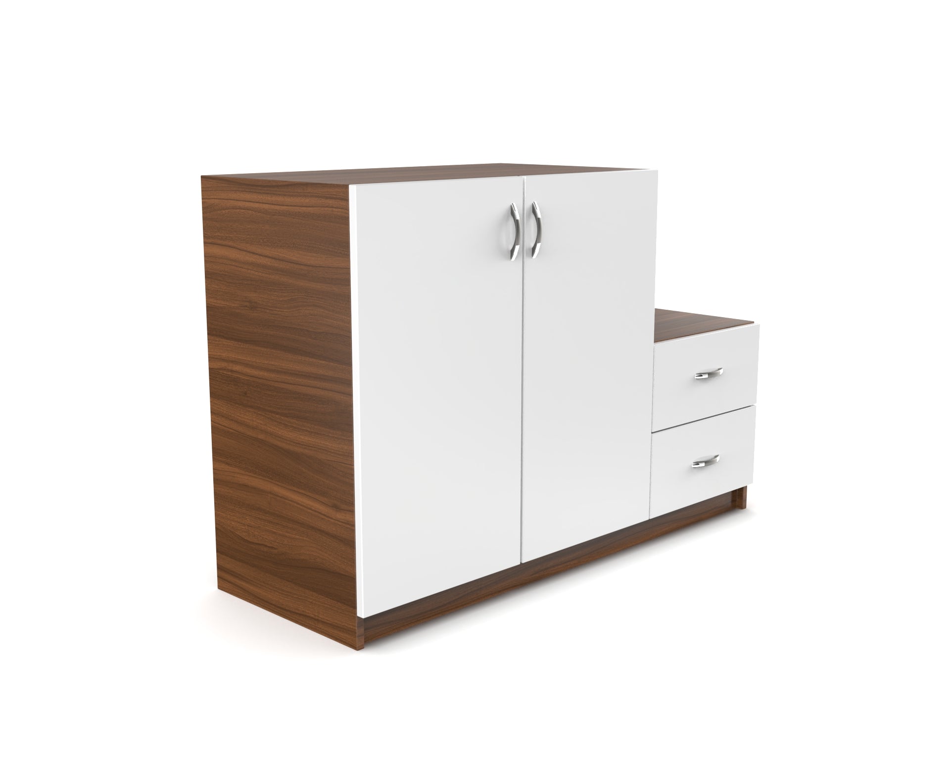 Stride Wooden Shoe Cabinet with Drawers - Frosty White and Classic Walnut - Neehv Home