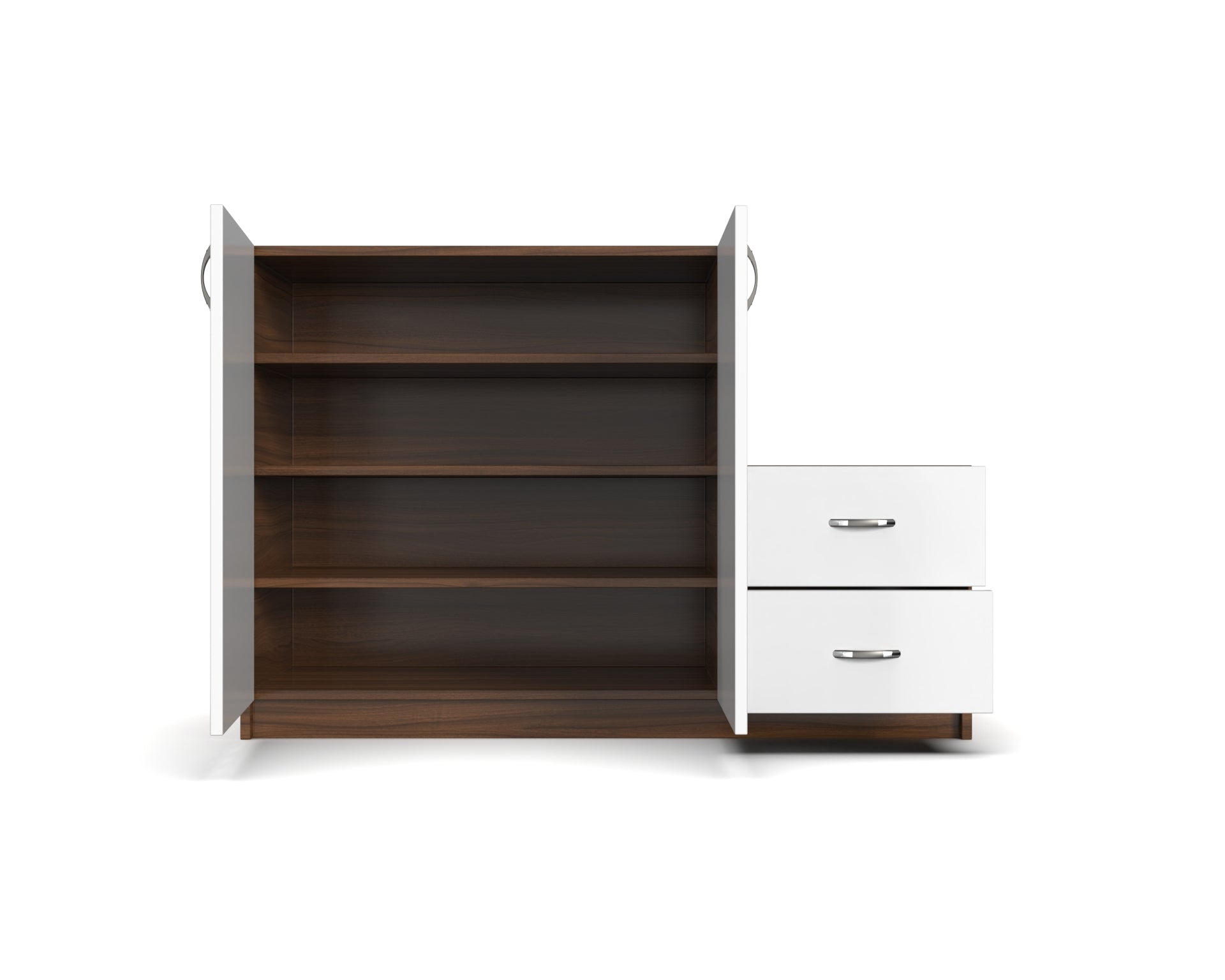 Stride Wooden Shoe Cabinet with Drawers - Frosty White and Classic Walnut - Neehv Home