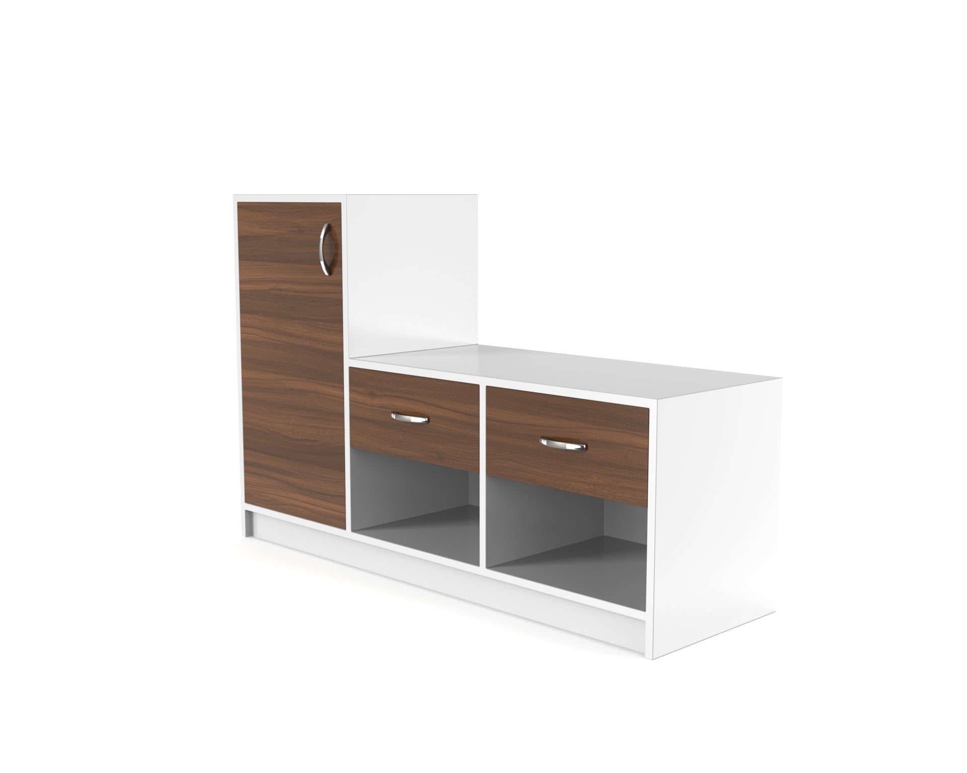 Leap Shoe Cabinet with Drawers - Classic Walnut and Frosty white - Neehv Home