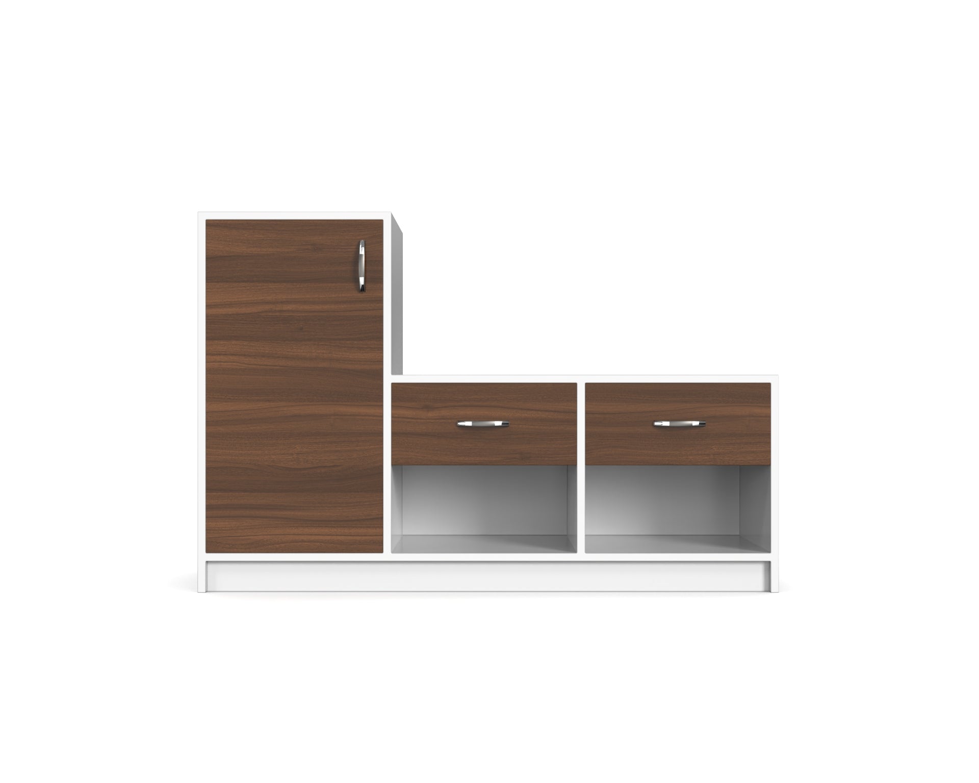 Leap Shoe Cabinet with Drawers - Classic Walnut and Frosty white - Neehv Home