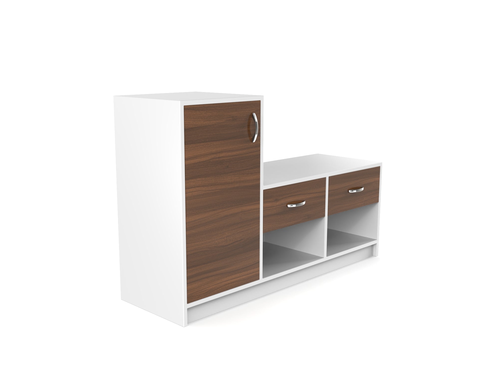 Leap Shoe Cabinet with Drawers - Classic Walnut and Frosty white - Neehv Home