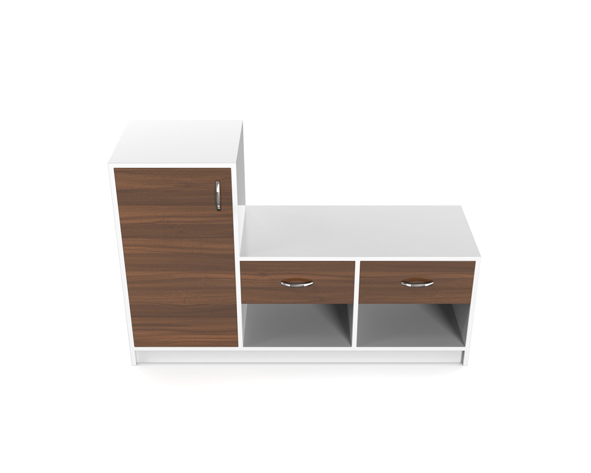 Leap Shoe Cabinet with Drawers - Classic Walnut and Frosty white - Neehv Home