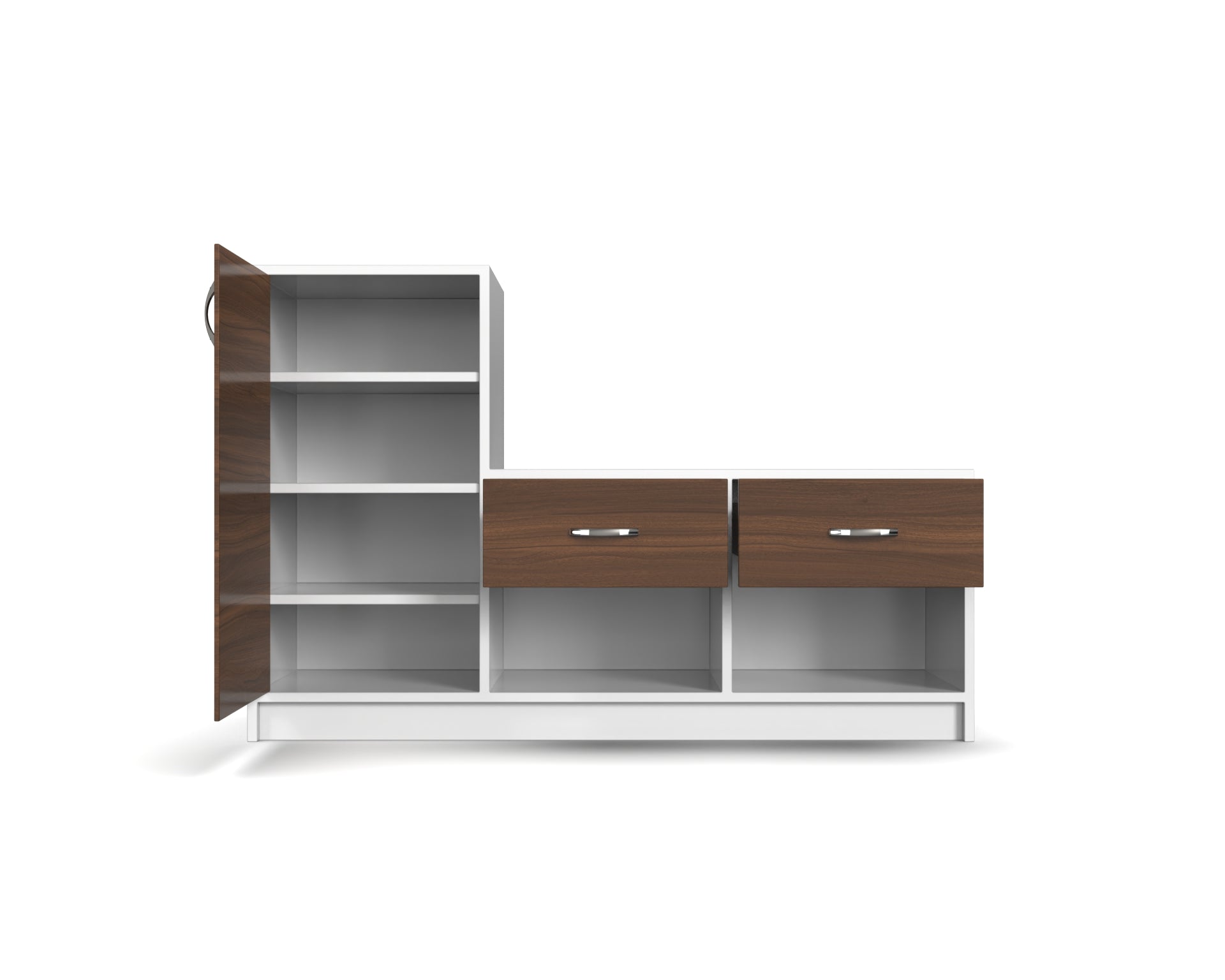 Leap Shoe Cabinet with Drawers - Classic Walnut and Frosty white - Neehv Home