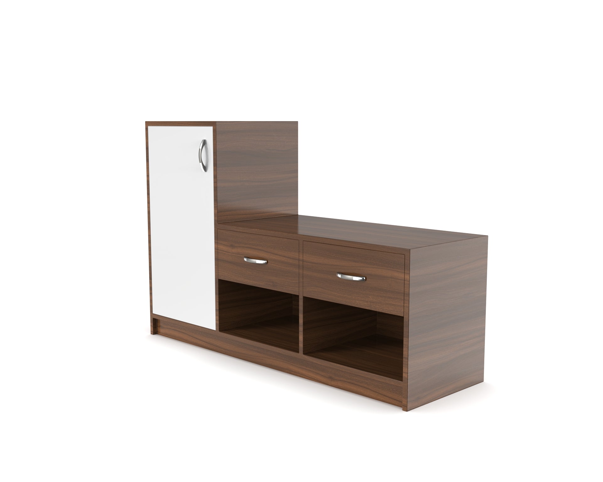 Leap Shoe Cabinet with Drawers - Classic Walnut and Frosty white - Neehv Home