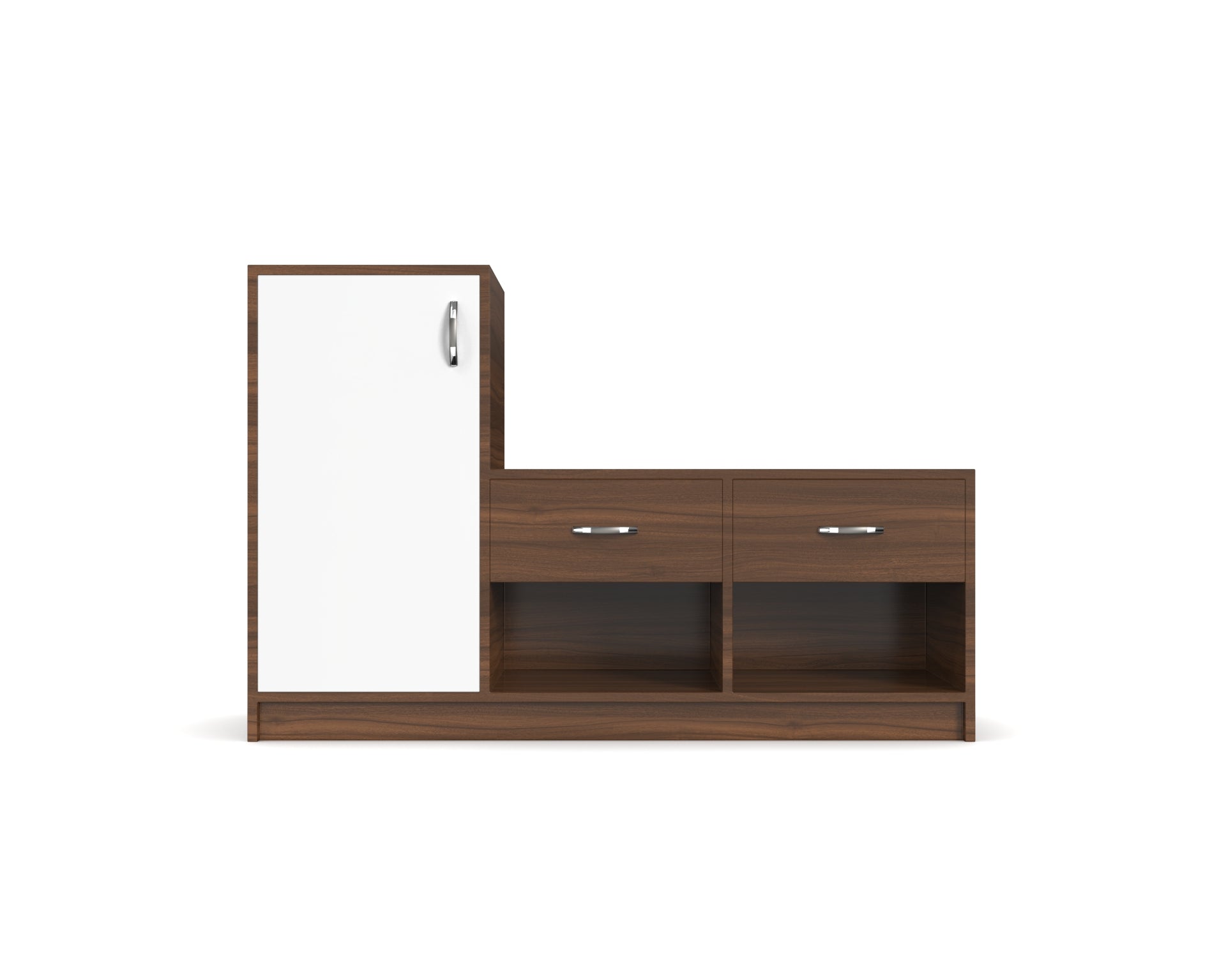 Leap Shoe Cabinet with Drawers - Classic Walnut and Frosty white - Neehv Home