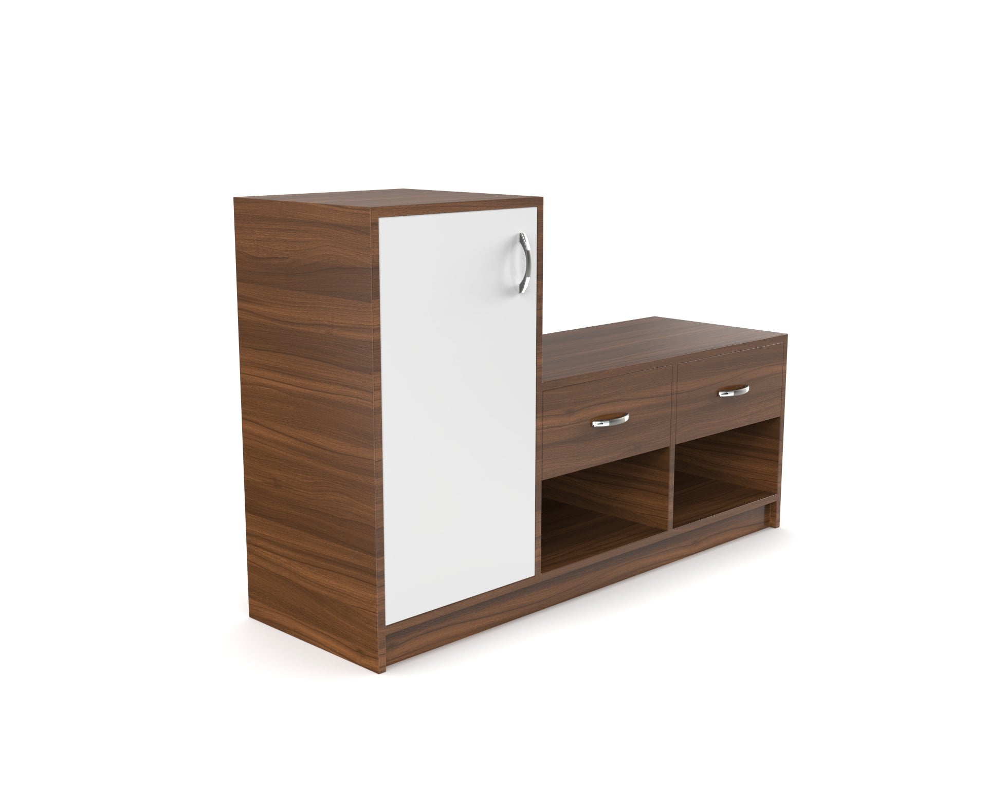 Leap Shoe Cabinet with Drawers - Classic Walnut and Frosty white - Neehv Home