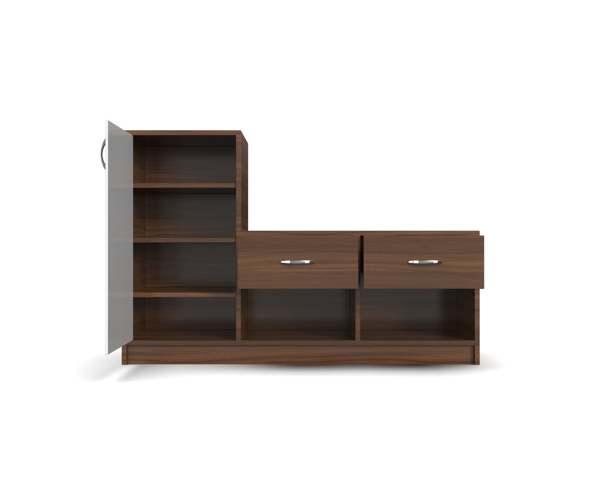 Leap Shoe Cabinet with Drawers - Classic Walnut and Frosty white - Neehv Home