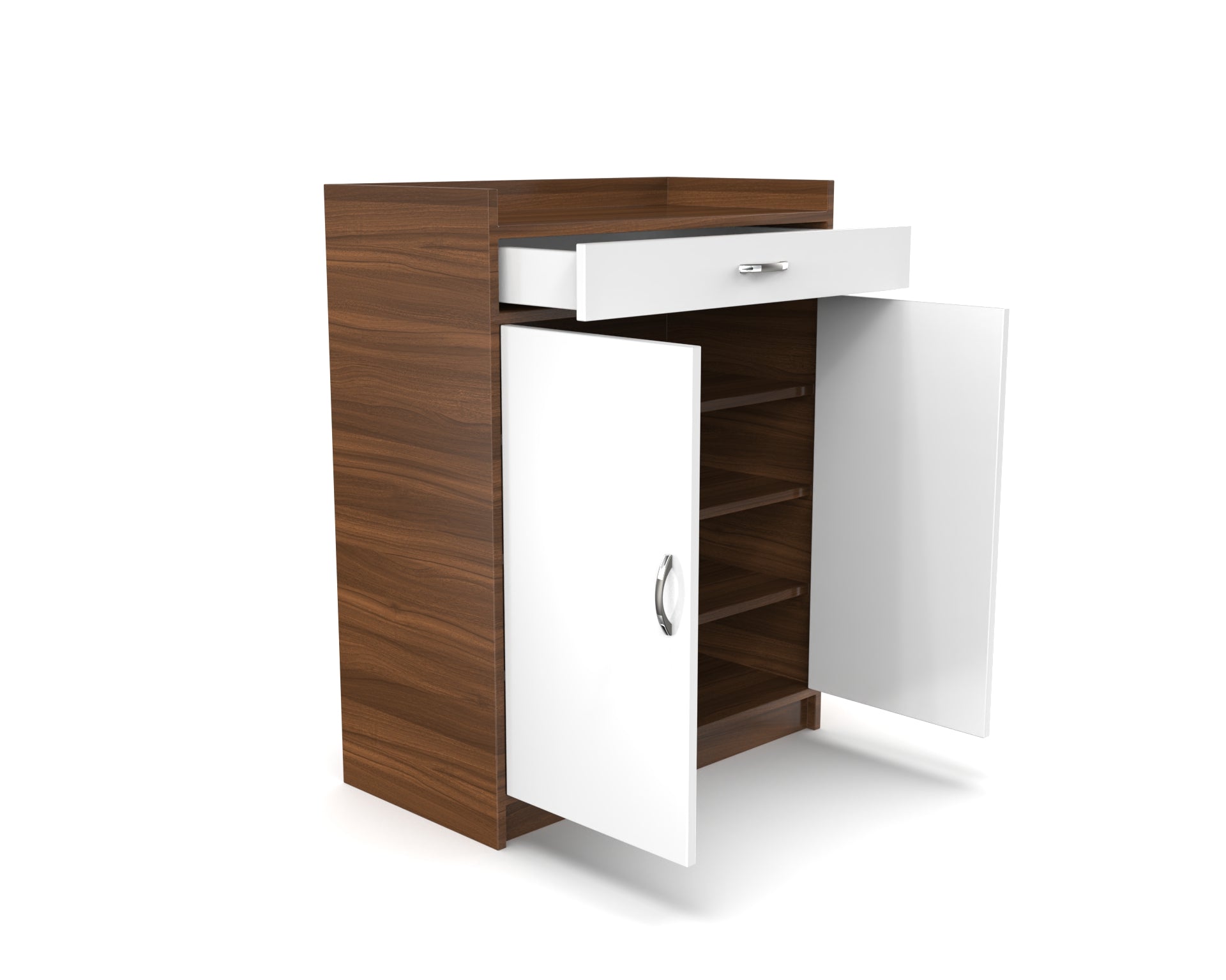 Gallop Wooden Shoe Cabinet - Classic Walnut and Frosty white - Neehv Home