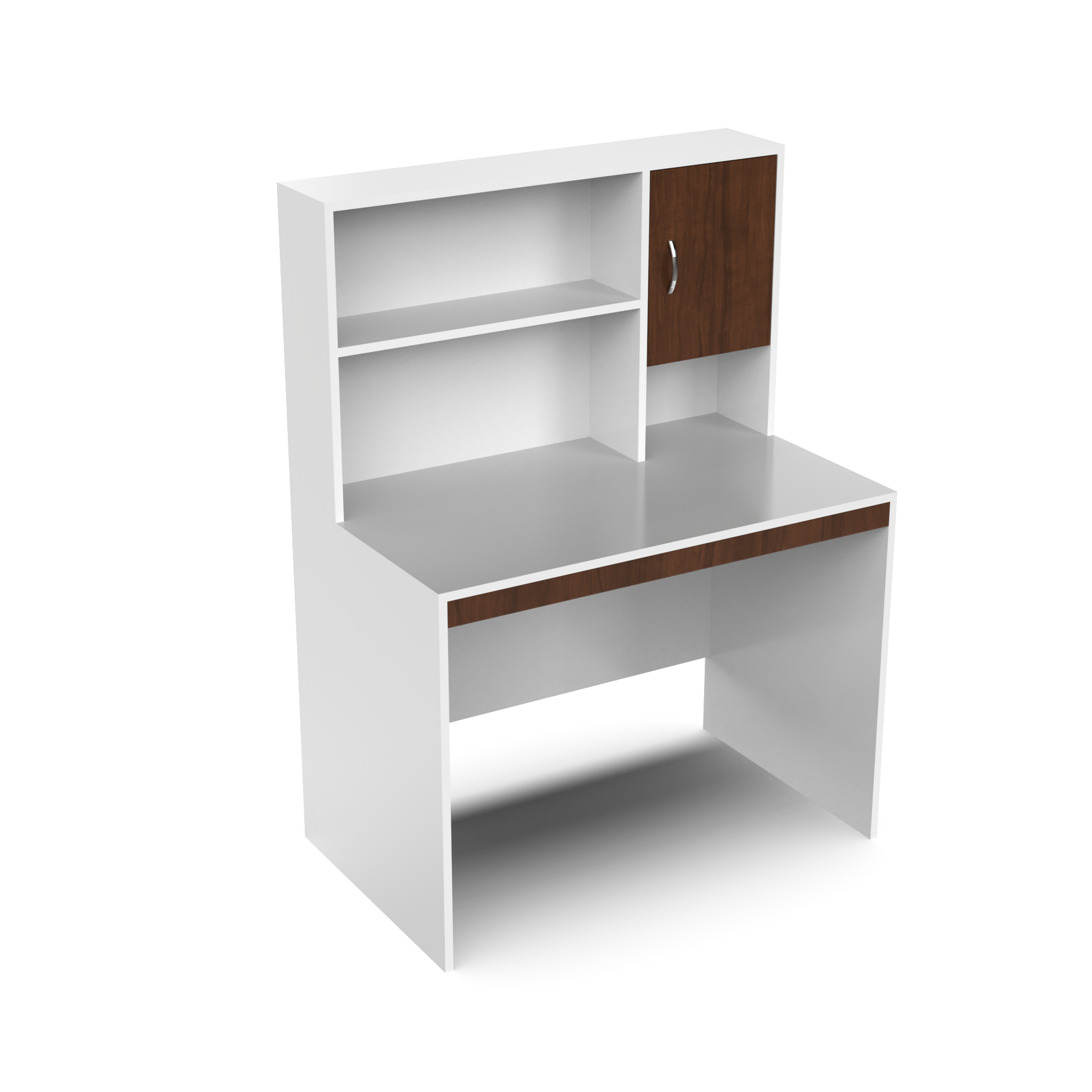 Nector Study Table with Storage Brazilian Walnut and Frosty White