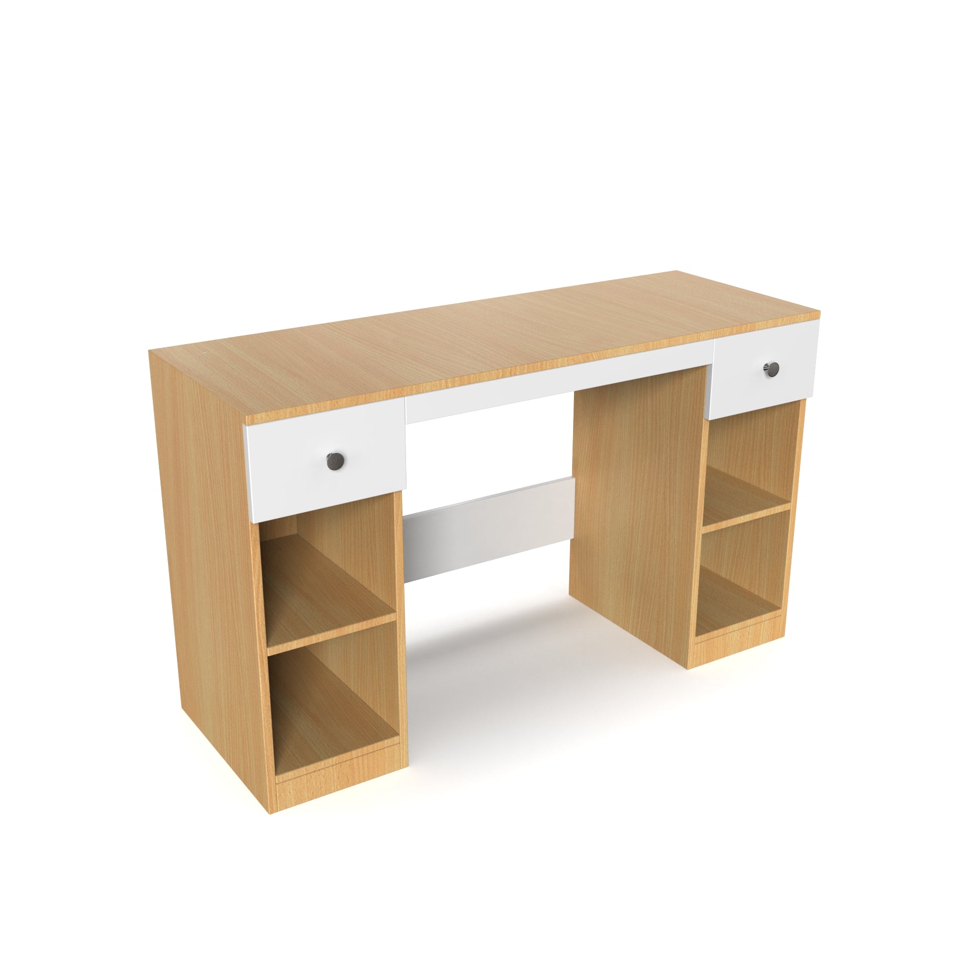 Fortuna Study Table - Bavarian Beech and Frosty White - Neehv Home