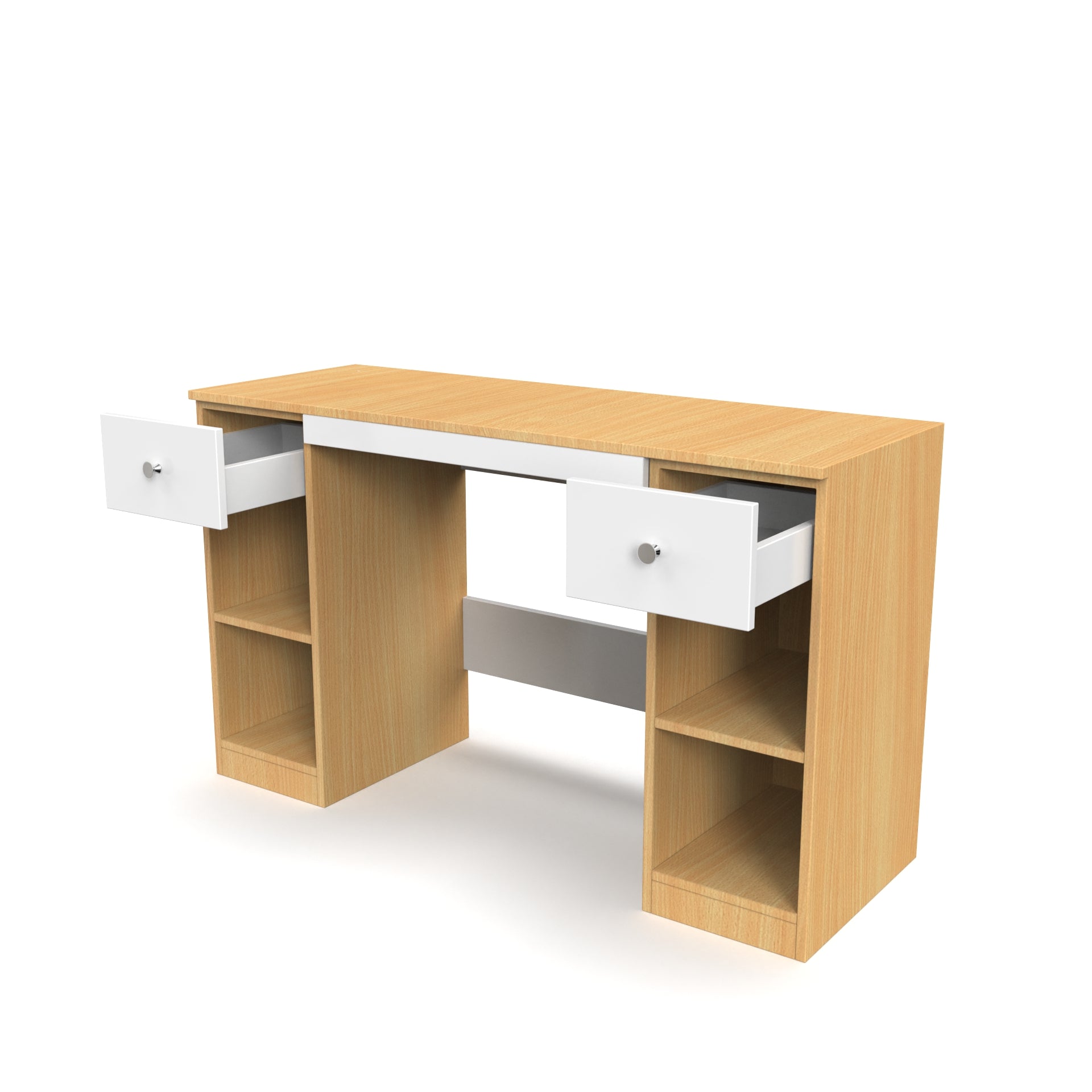 Fortuna Study Table - Bavarian Beech and Frosty White - Neehv Home