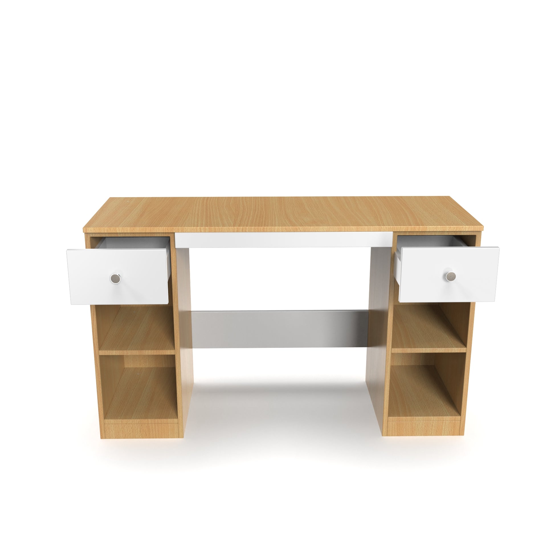 Fortuna Study Table - Bavarian Beech and Frosty White - Neehv Home