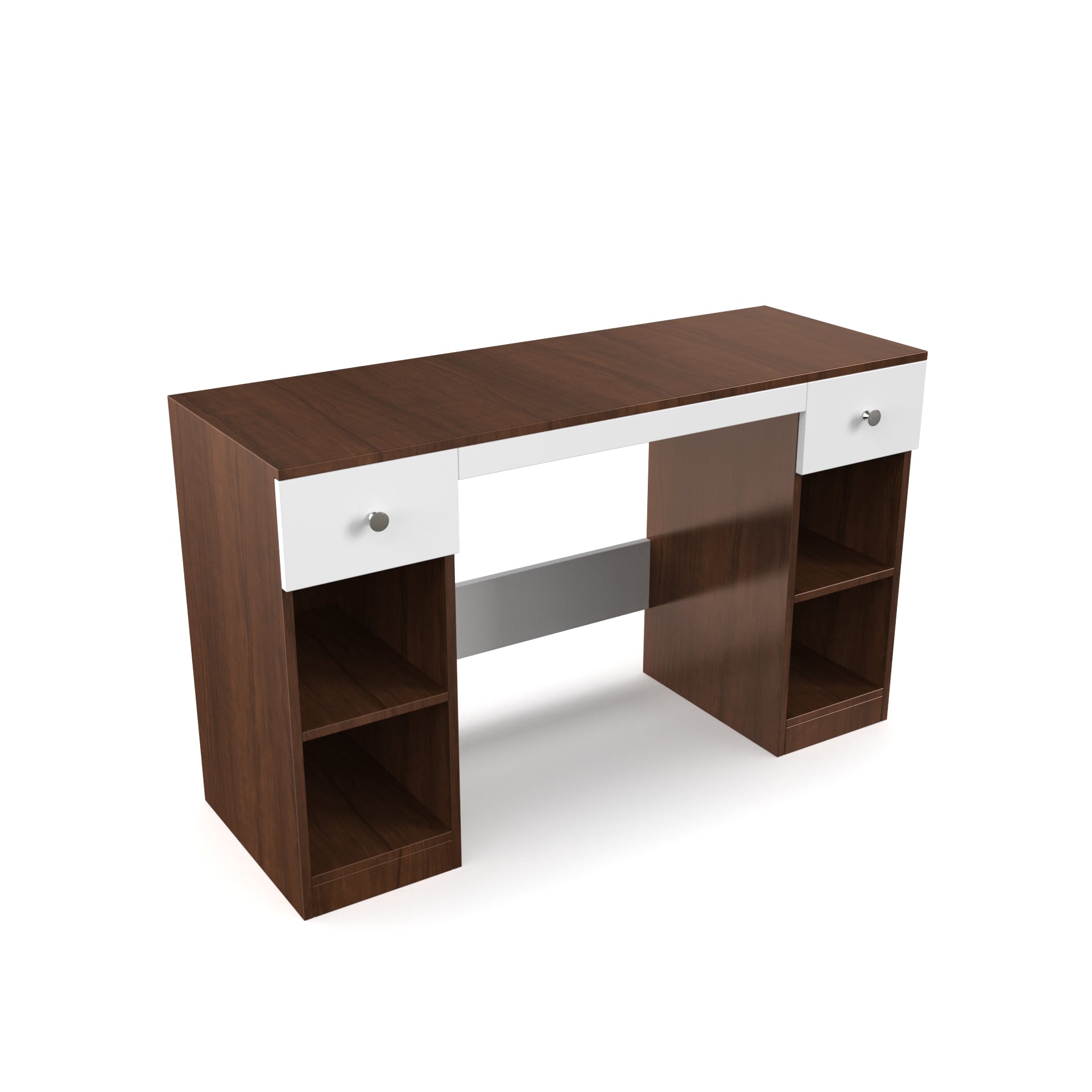 Fortuna Study Table - Brazilian Walnut and Frosty White - Neehv Home