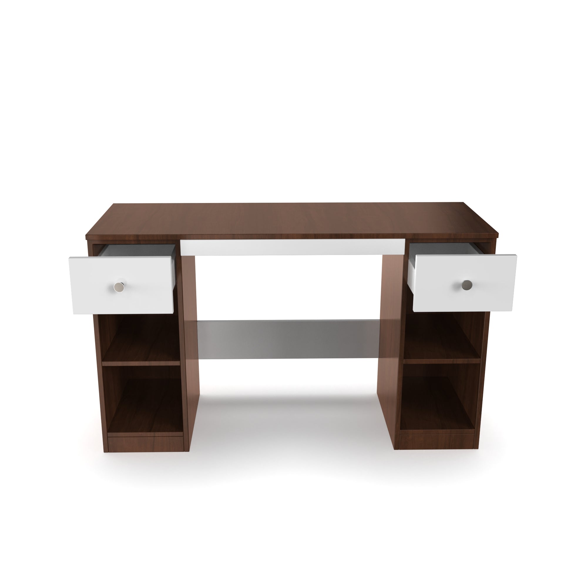 Fortuna Study Table - Brazilian Walnut and Frosty White - Neehv Home