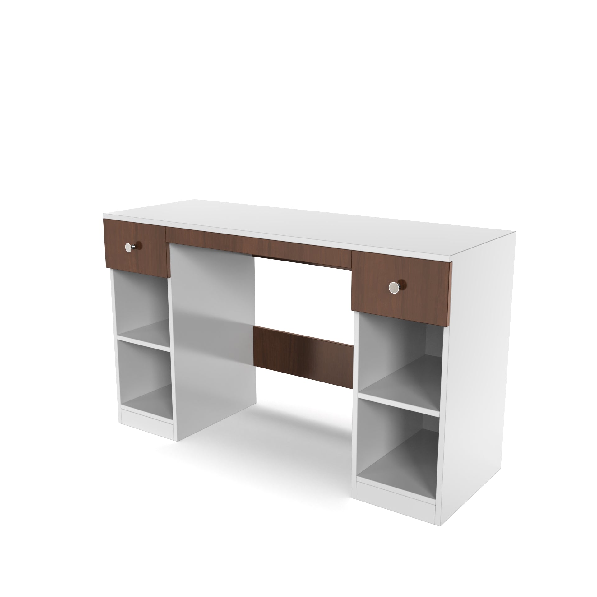 Fortuna Study Table - Frosty White and Brazilian Walnut - Neehv Home