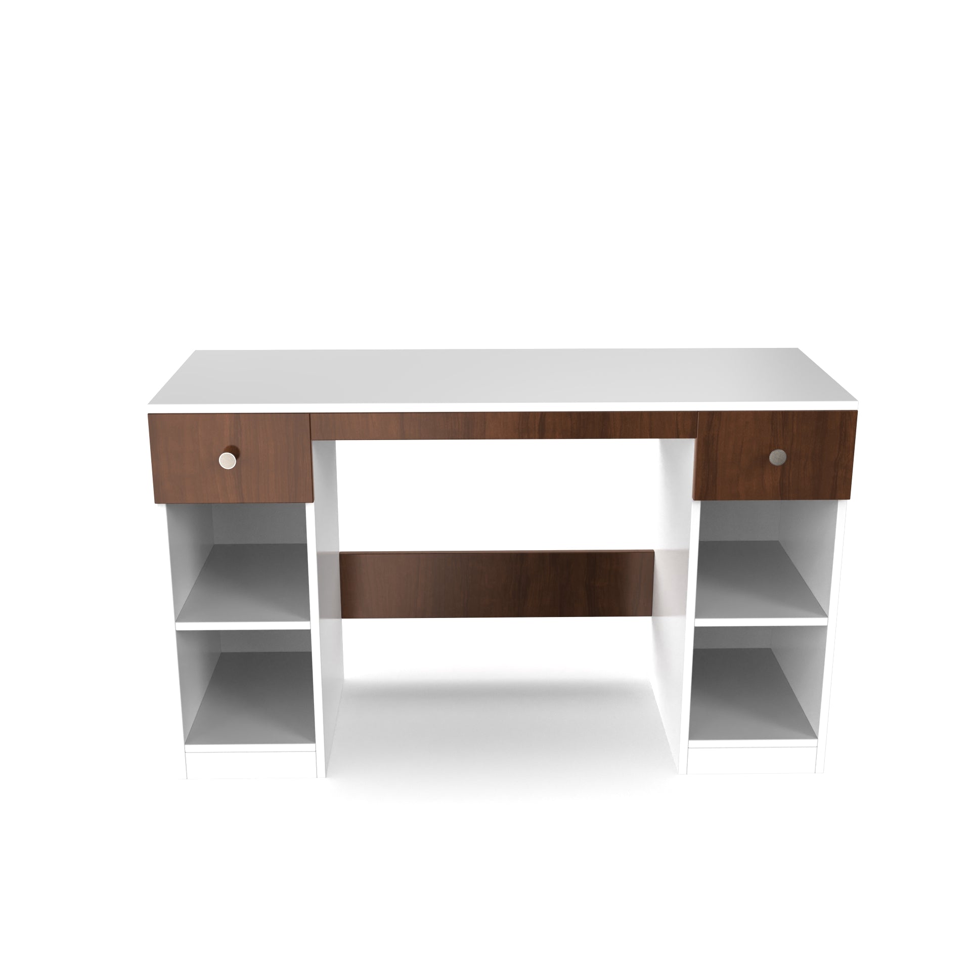 Fortuna Study Table - Frosty White and Brazilian Walnut - Neehv Home