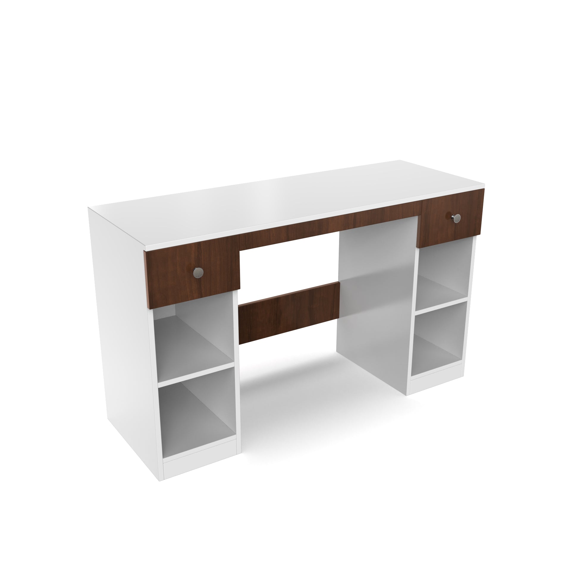 Fortuna Study Table - Frosty White and Brazilian Walnut - Neehv Home