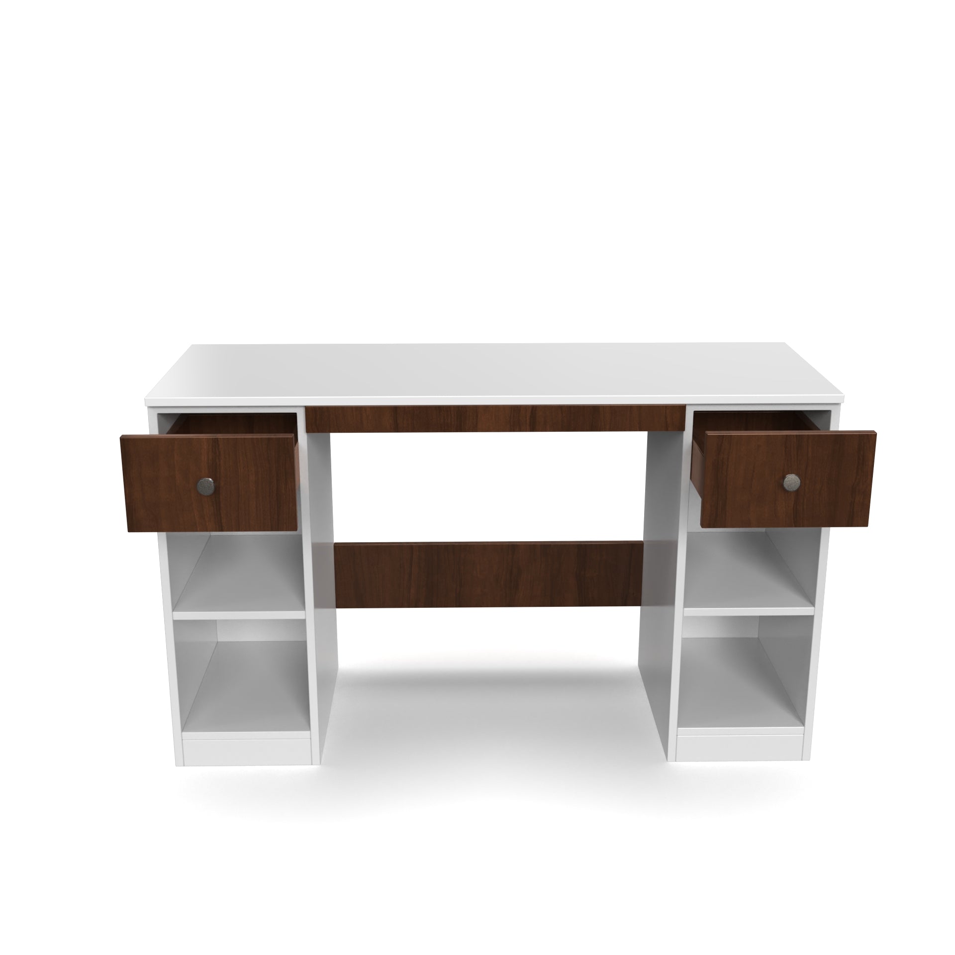 Fortuna Study Table - Frosty White and Brazilian Walnut - Neehv Home