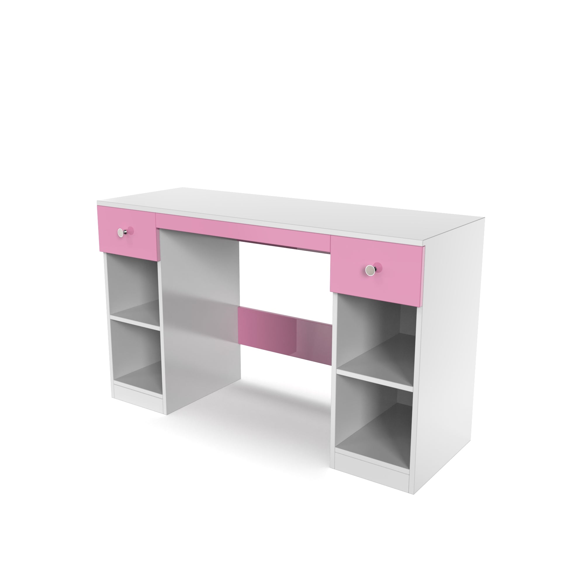 Fortuna Study Table - Hutch Pink and Frosty White - Neehv Home