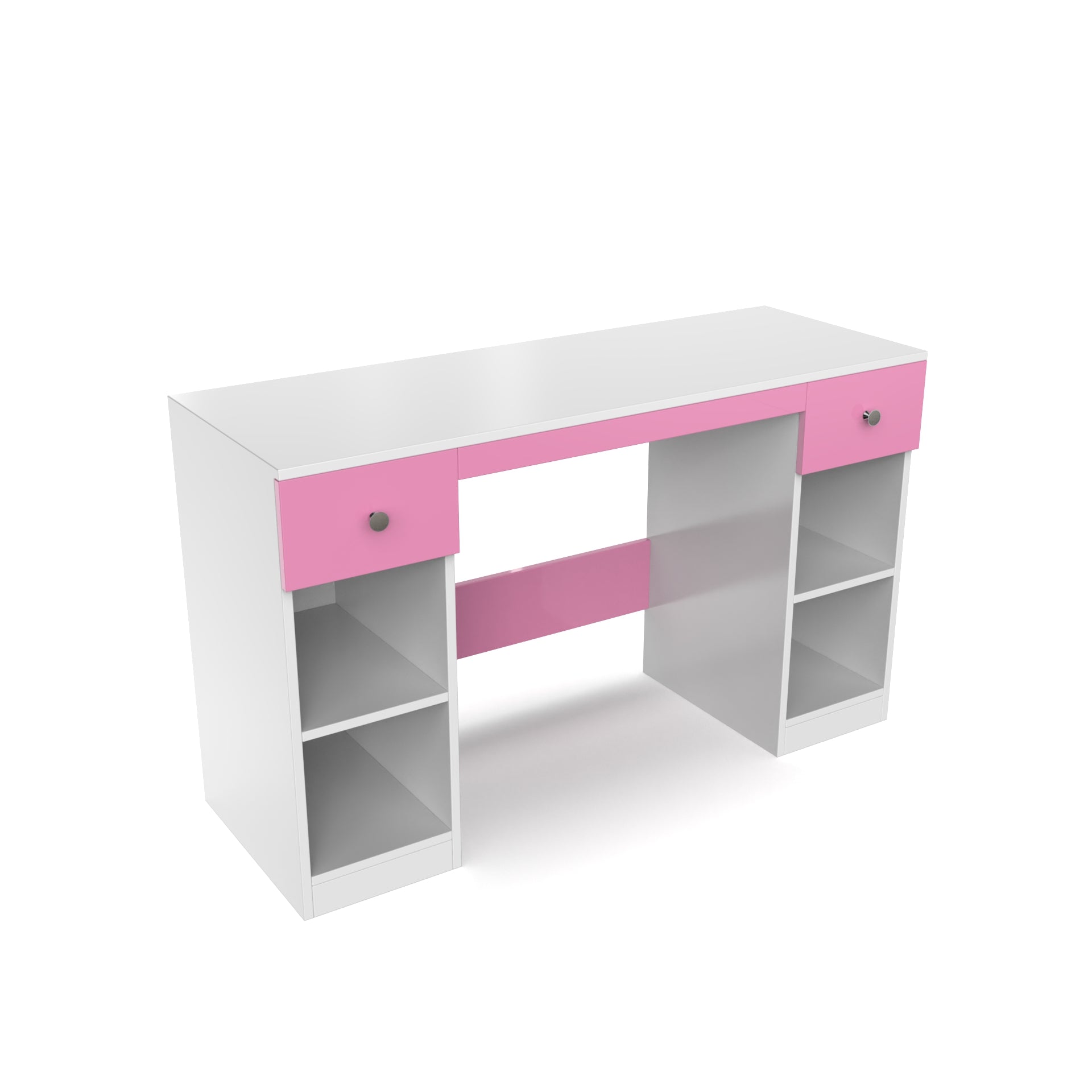 Fortuna Study Table - Hutch Pink and Frosty White - Neehv Home