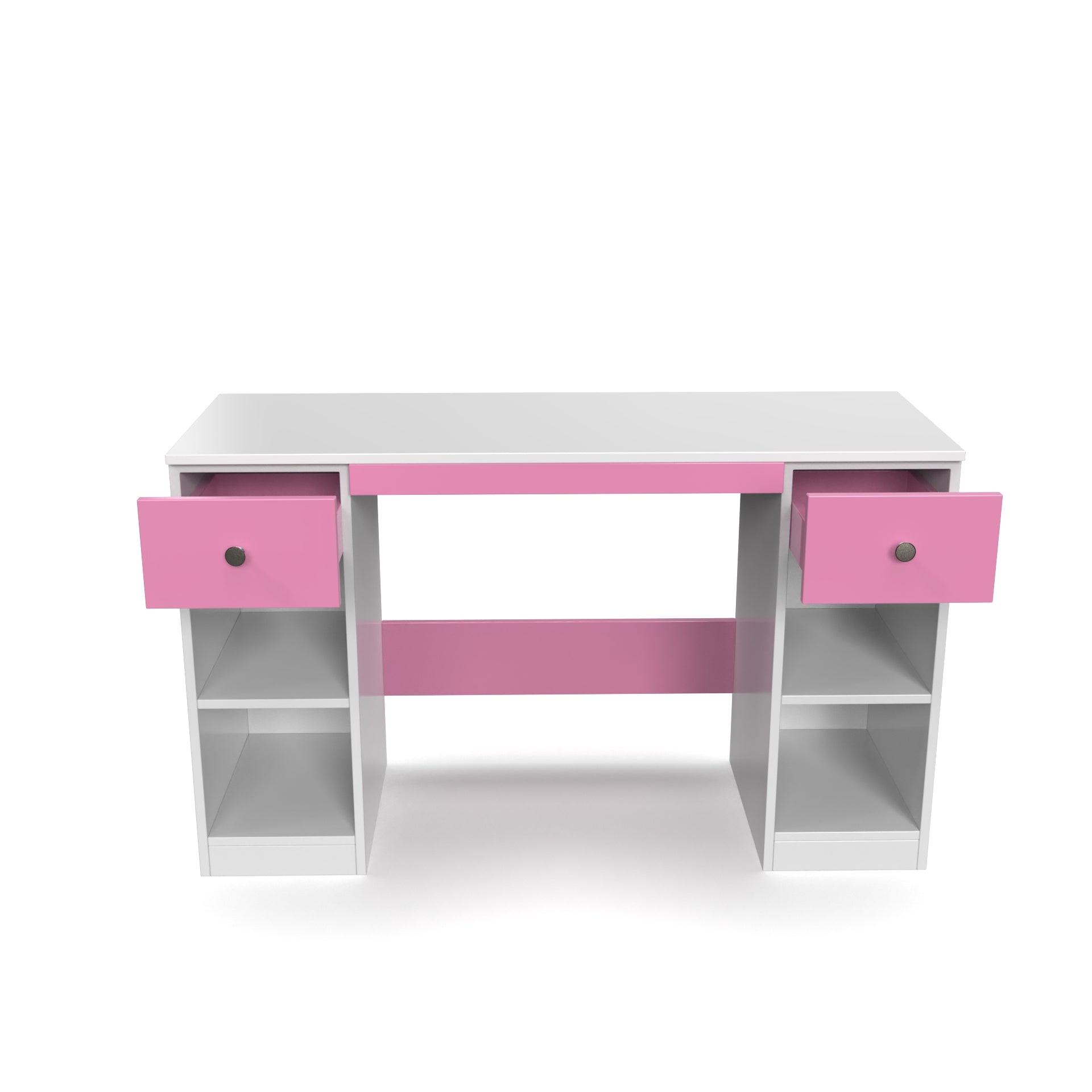 Fortuna Study Table - Hutch Pink and Frosty White - Neehv Home