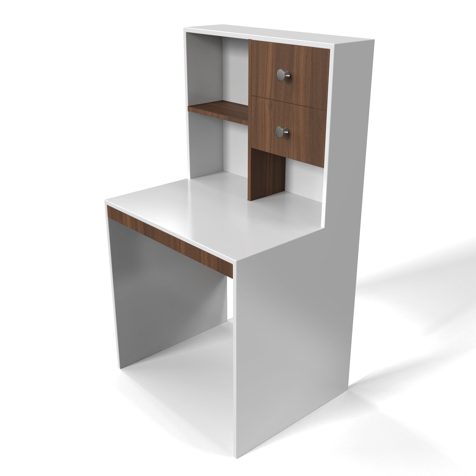 Allen StudyTable with Storage - Brazilian Walnut and Frosty White - Neehv Home