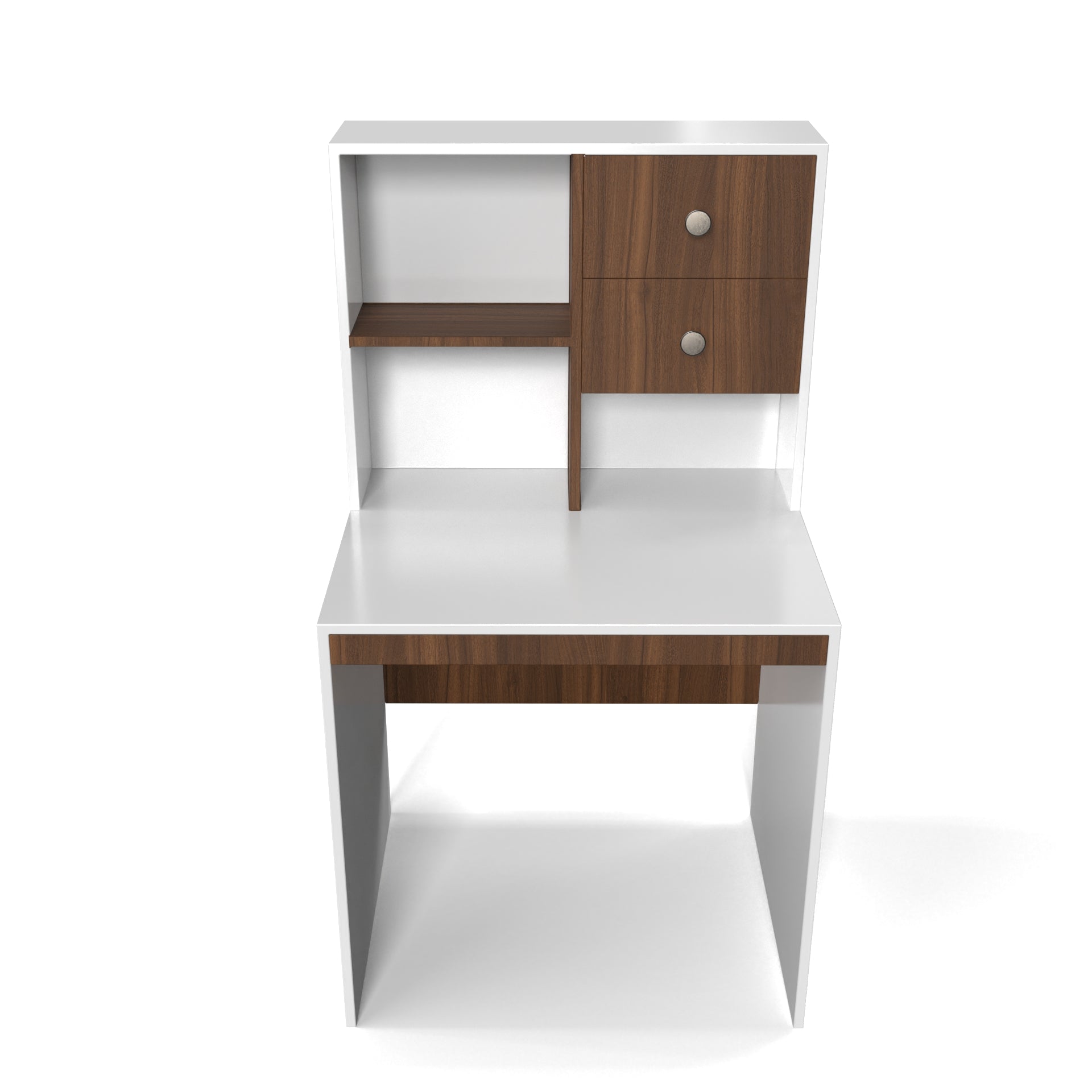 Allen StudyTable with Storage - Brazilian Walnut and Frosty White - Neehv Home