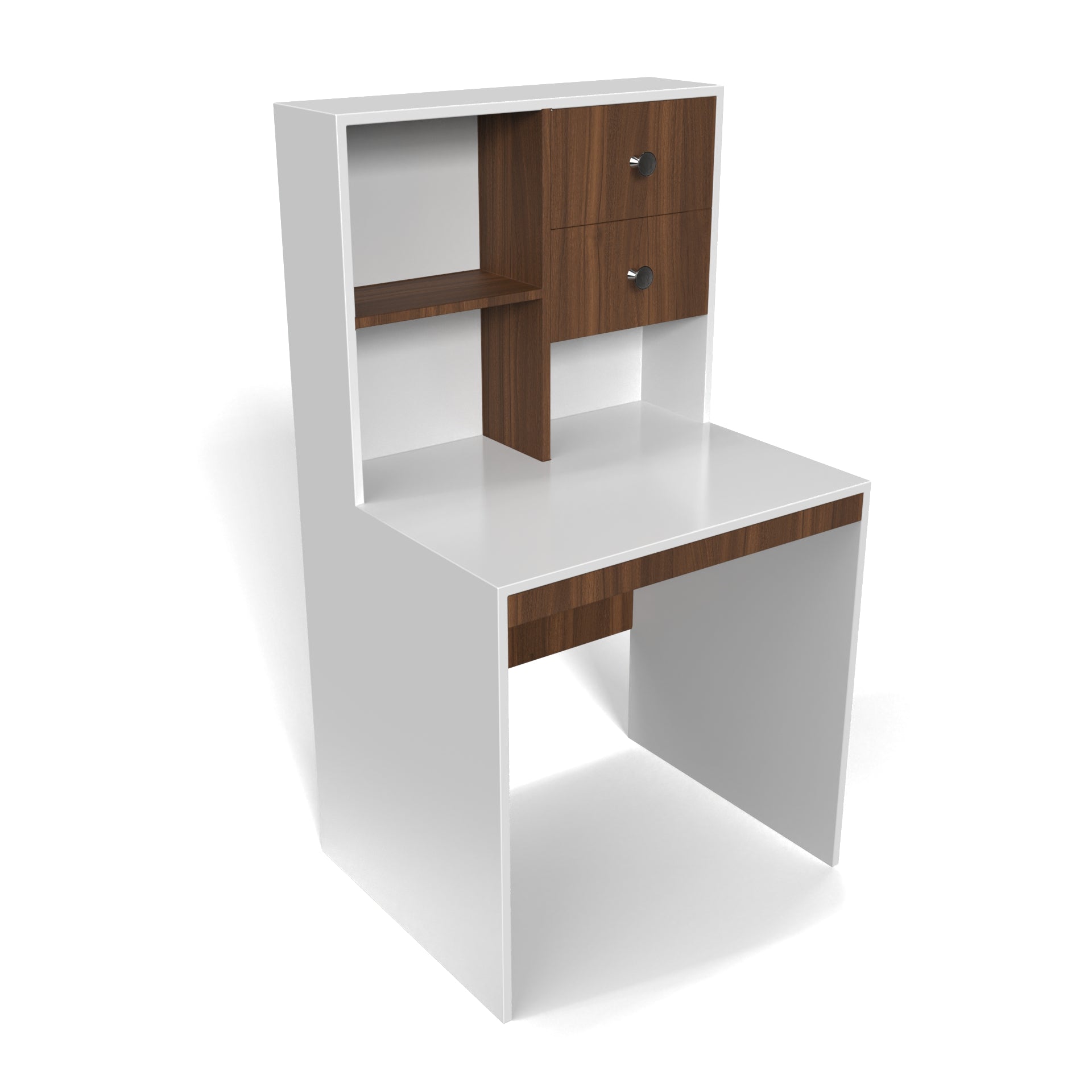 Allen StudyTable with Storage - Brazilian Walnut and Frosty White - Neehv Home