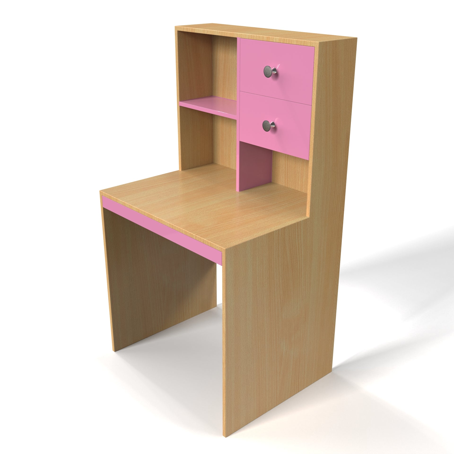 Allen StudyTable with Storage - Bavarian Beech and Hutch Pink - Neehv Home